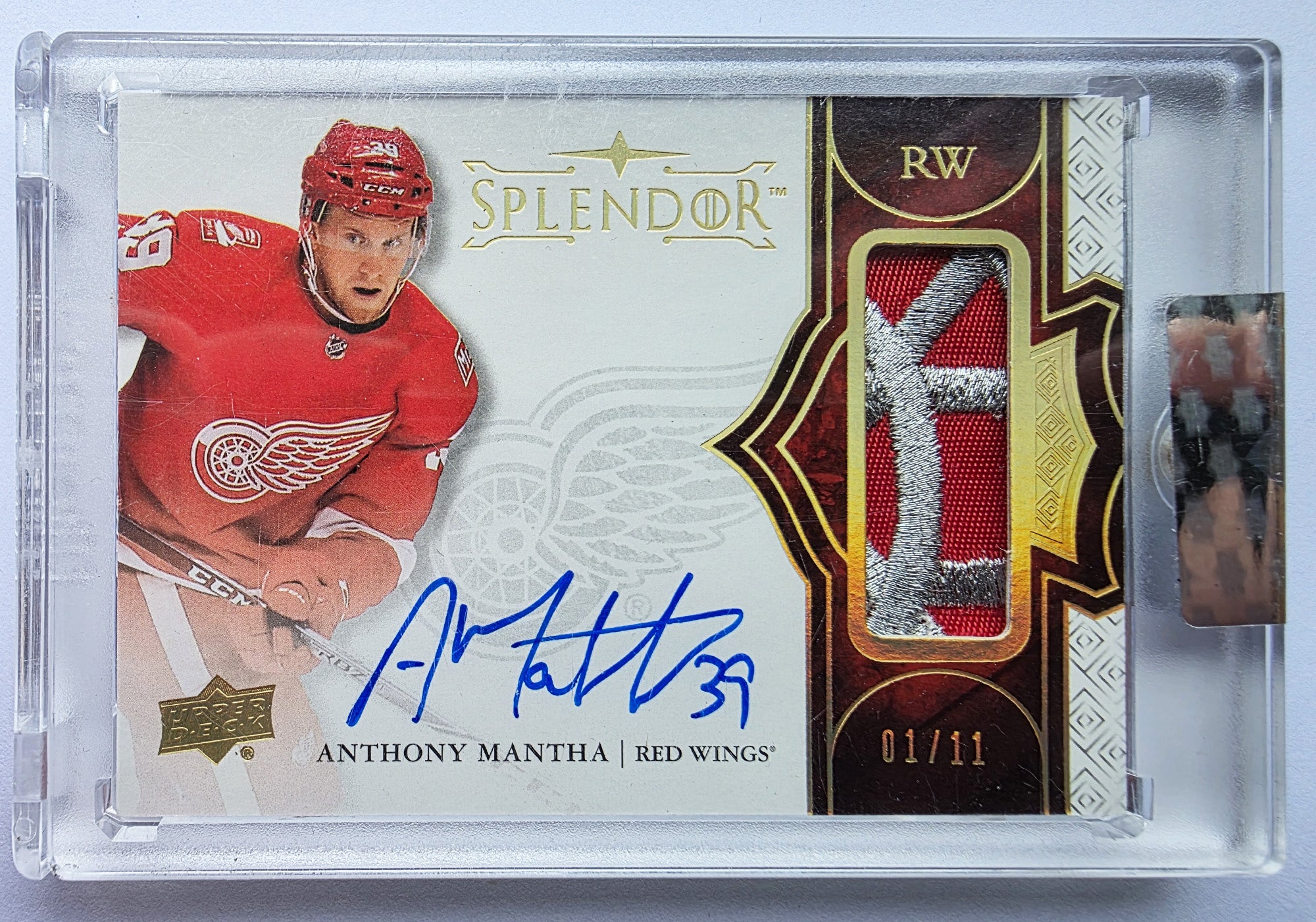 Anthony Mantha 2017-18 Upper Deck Splendor Borderless Red Patch Auto /11 – 01/11