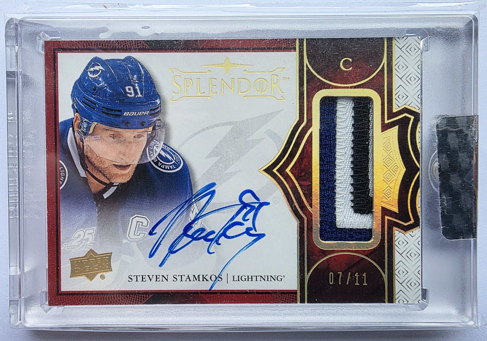 Steven Stamkos 2017-18 Upper Deck Splendor Bordered Red Patch Auto /11 – 07/11