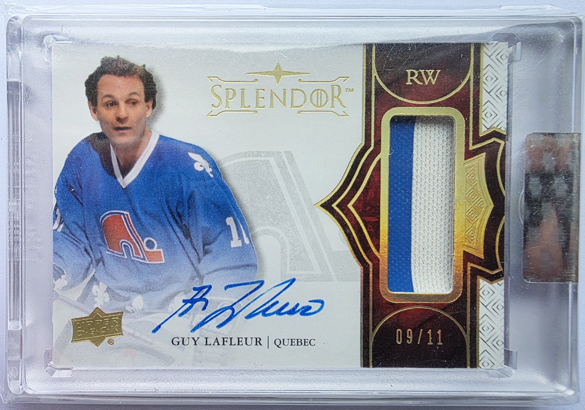 Guy Lafleur 2017-18 Upper Deck Splendor Borderless Red Patch Auto /11 – 09/11