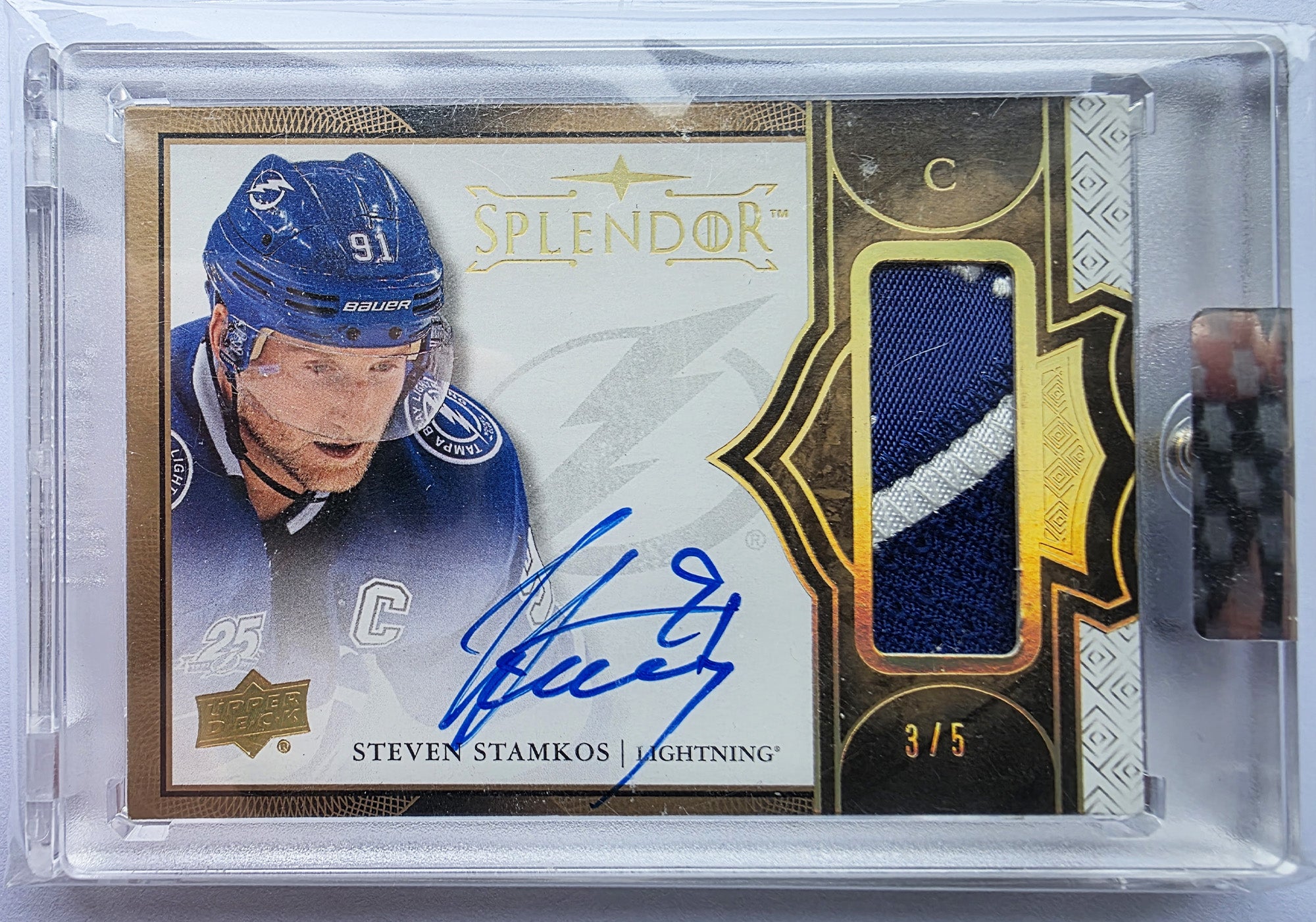 Steven Stamkos 2017-18 Upper Deck Splendor Bordered Gold Patch Auto /5 – 3/5