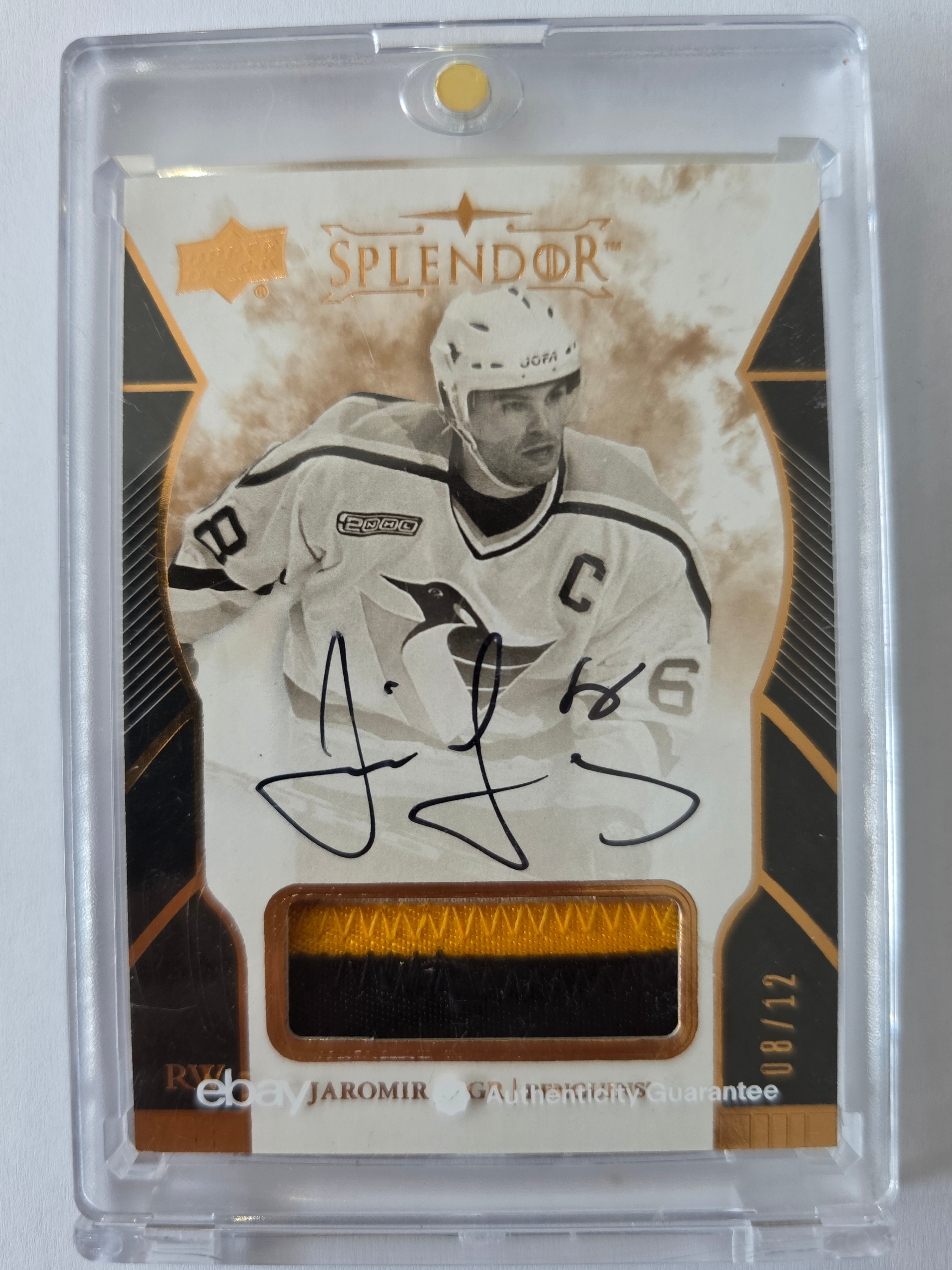 Jaromír Jágr – 2017-18 Upper Deck Splendor Black & White Copper Patch Auto