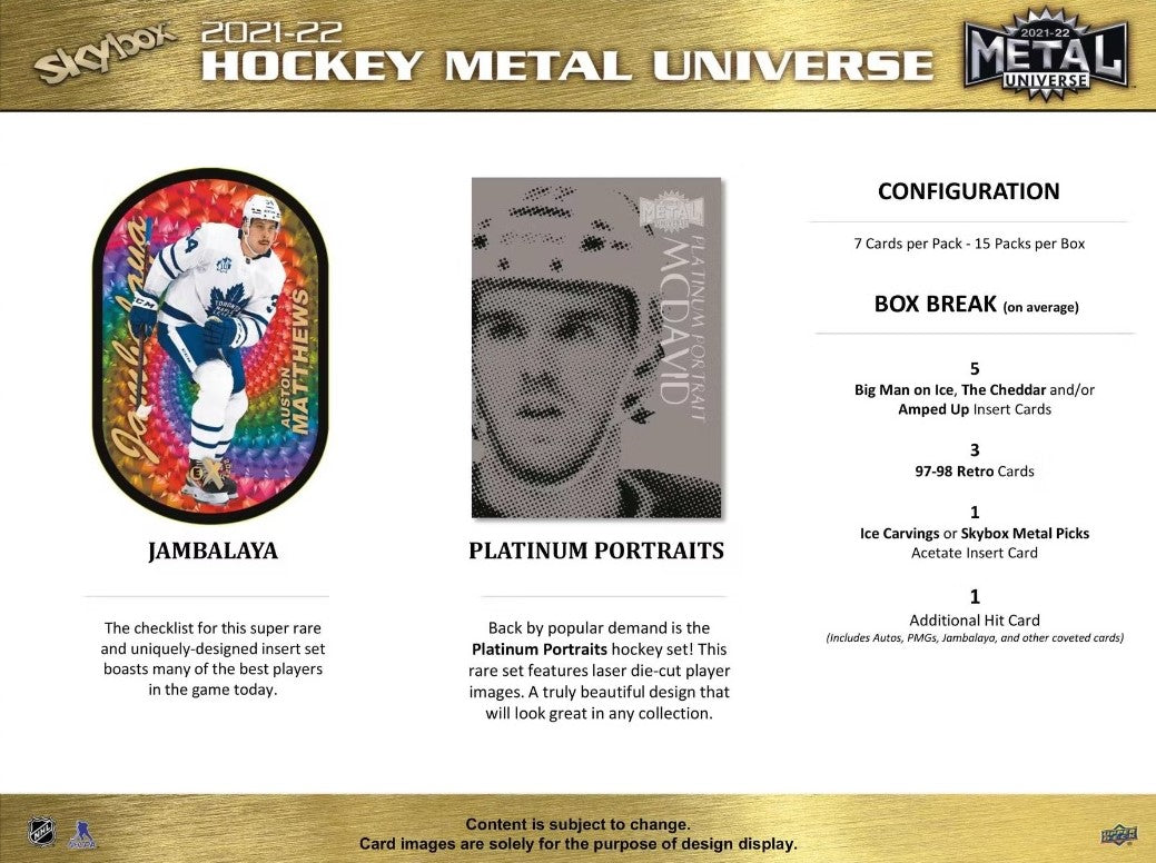 2021-22 Upper Deck Skybox Metal Universe Hockey Hobby Box