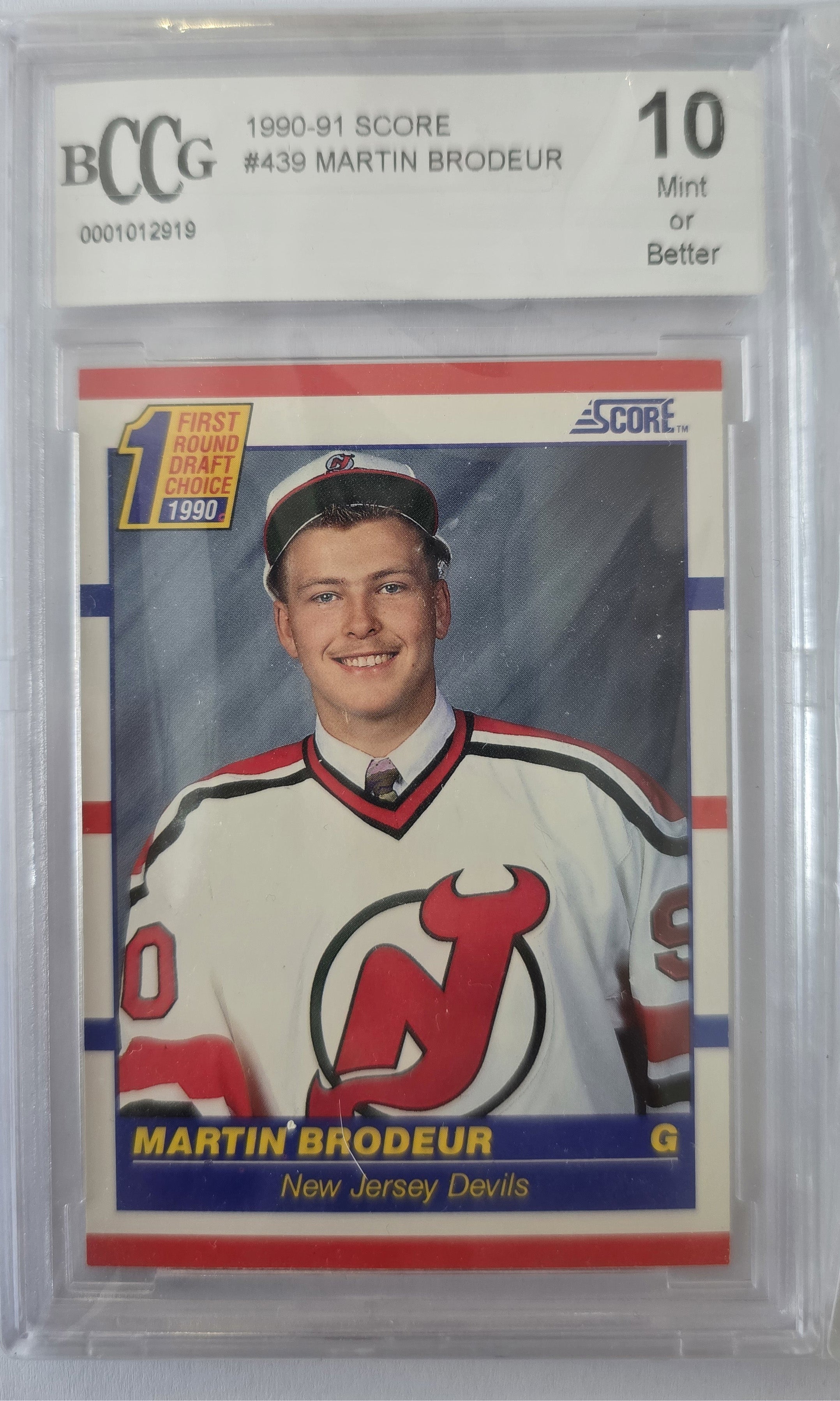 Martin Brodeur – 1990-91 Score #439, BCCG 10 Mint or Better.