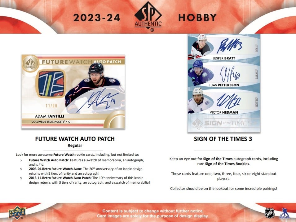 2023-24 Upper Deck SP Authentic Hockey Hobby Box