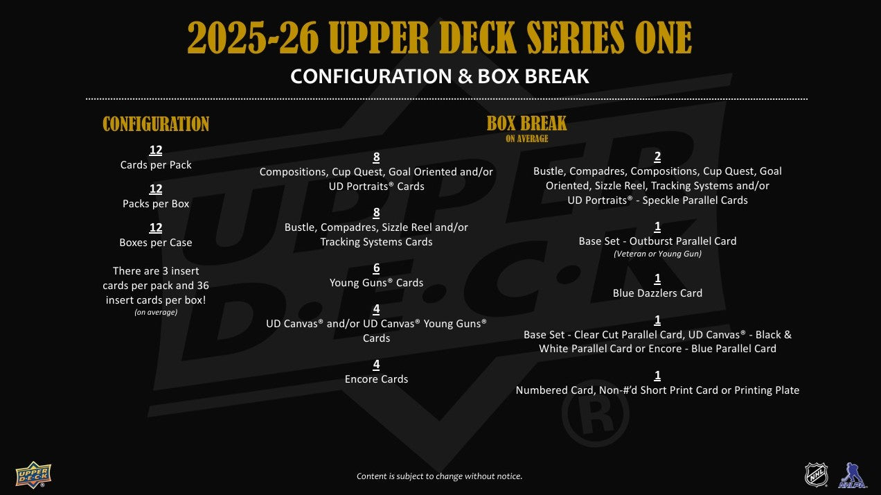 2025-26 Upper Deck Series 1 Hockey Hobby Box