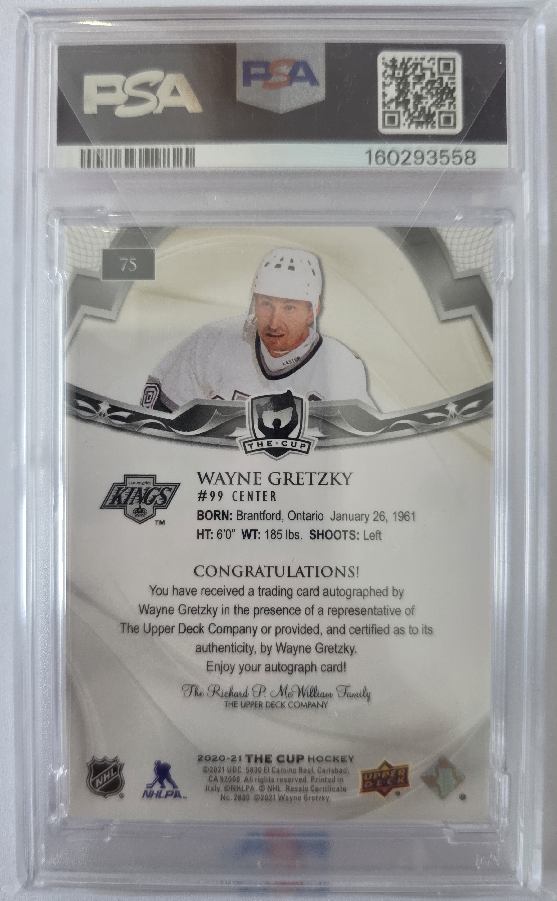 Wayne Gretzky – 2020-21 Upper Deck The Cup Gold Spectrum Foil Auto