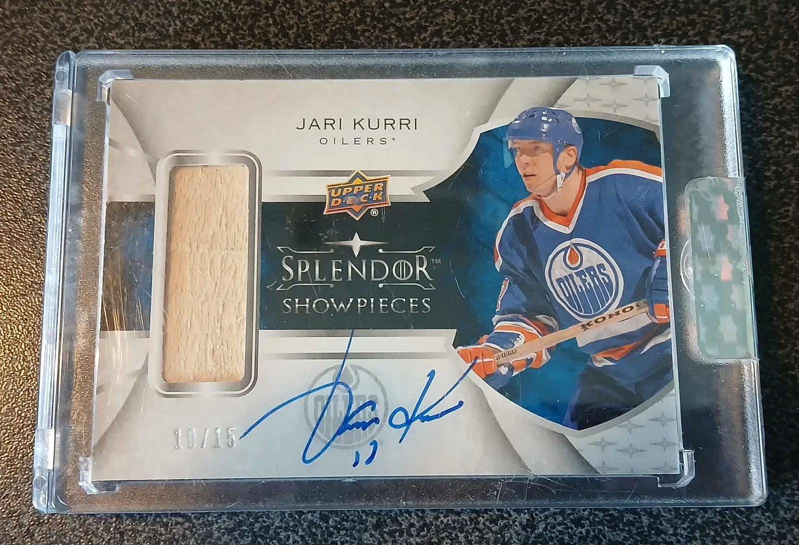 Jari Kurri 2017-18 Upper Deck Splendor Showpieces Blue Auto Stick #SP-JK 10/15