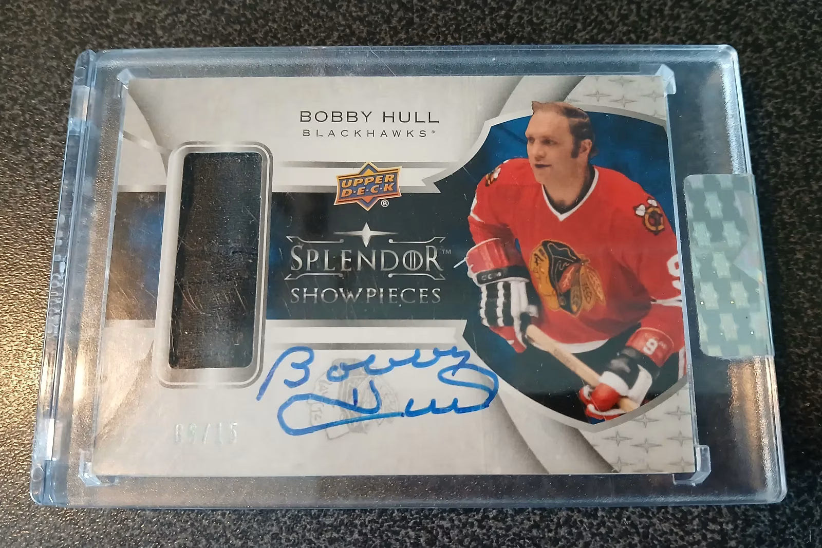 Bobby Hull 2017-18 Upper Deck Splendor Showpieces Blue Auto Stick Tape #SP-BH 08/15