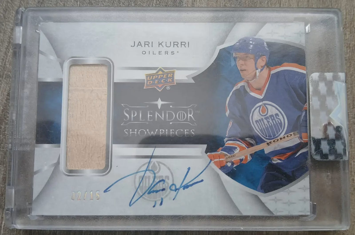 Jari Kurri 2017-18 Upper Deck Splendor Showpieces Blue Auto Stick #SP-JK 02/15