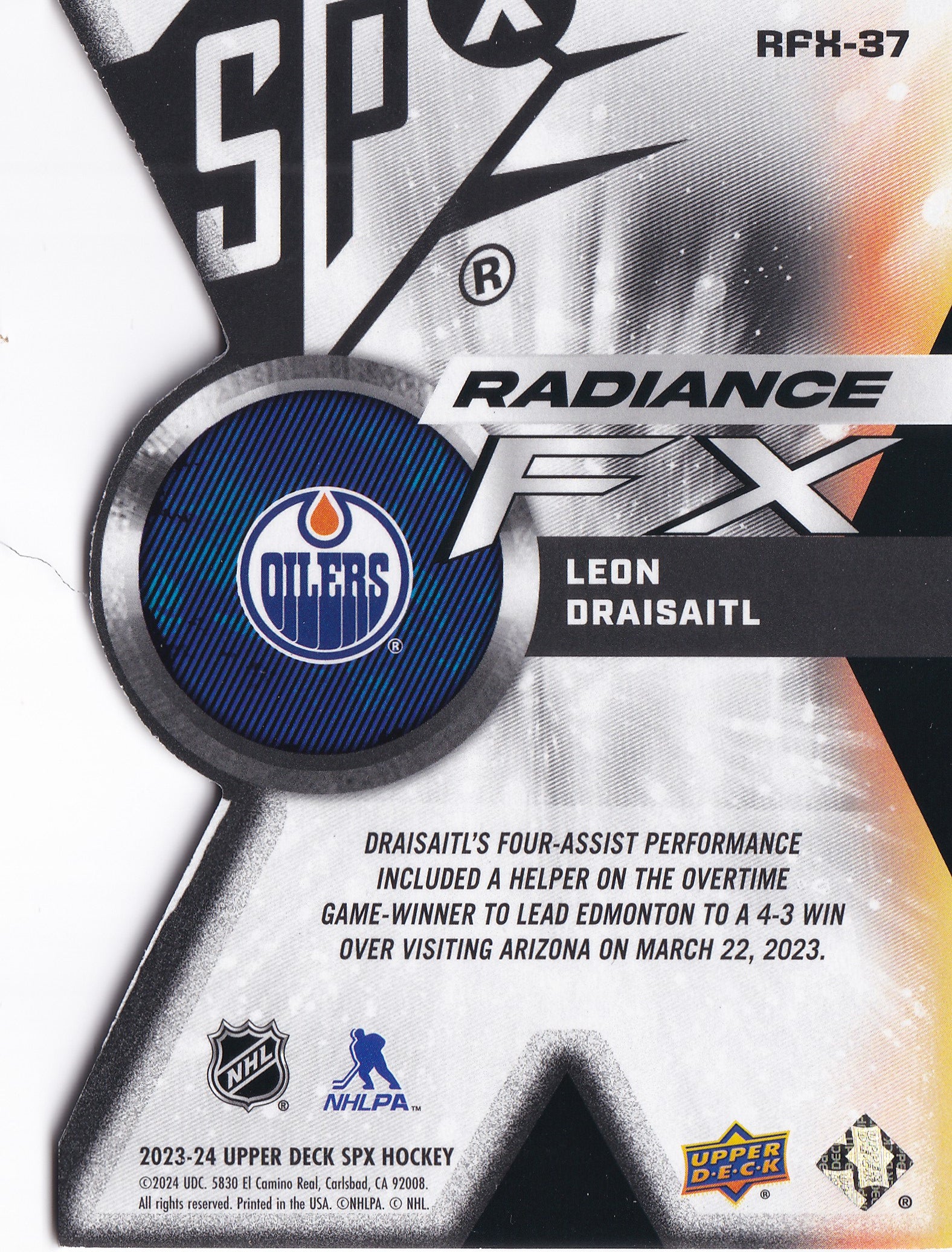 Leon Draisaitl 2023-24 Upper Deck SPx Radiance F/X #RFX-37 /949