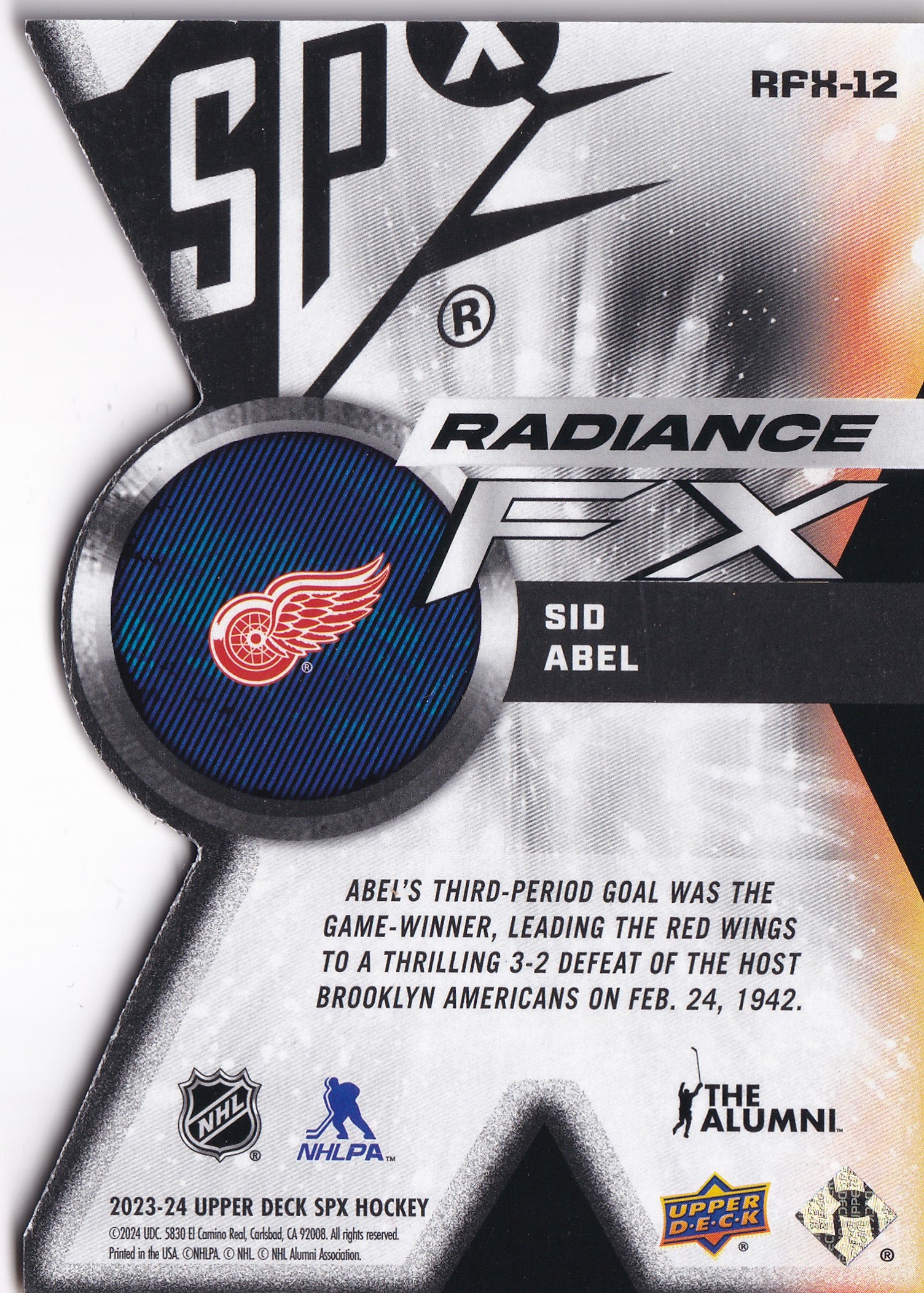 Sid Abel 2023-24 Upper Deck SPx Radiance F/X Legends Gold #RFX-12 /99