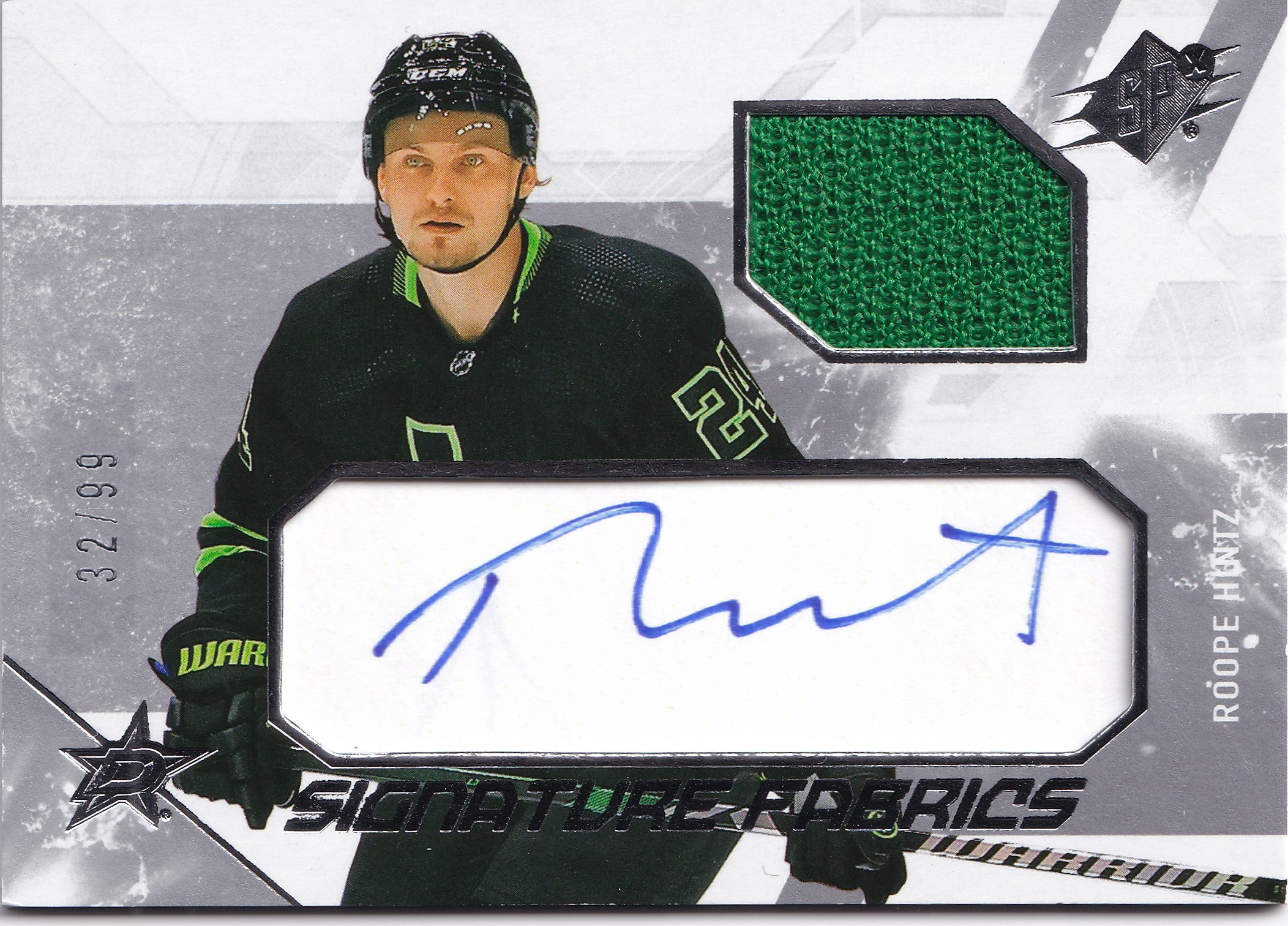 Roope Hintz 2023-24 Upper Deck SPx Signature Fabrics #SF-RH Auto Jersey /99