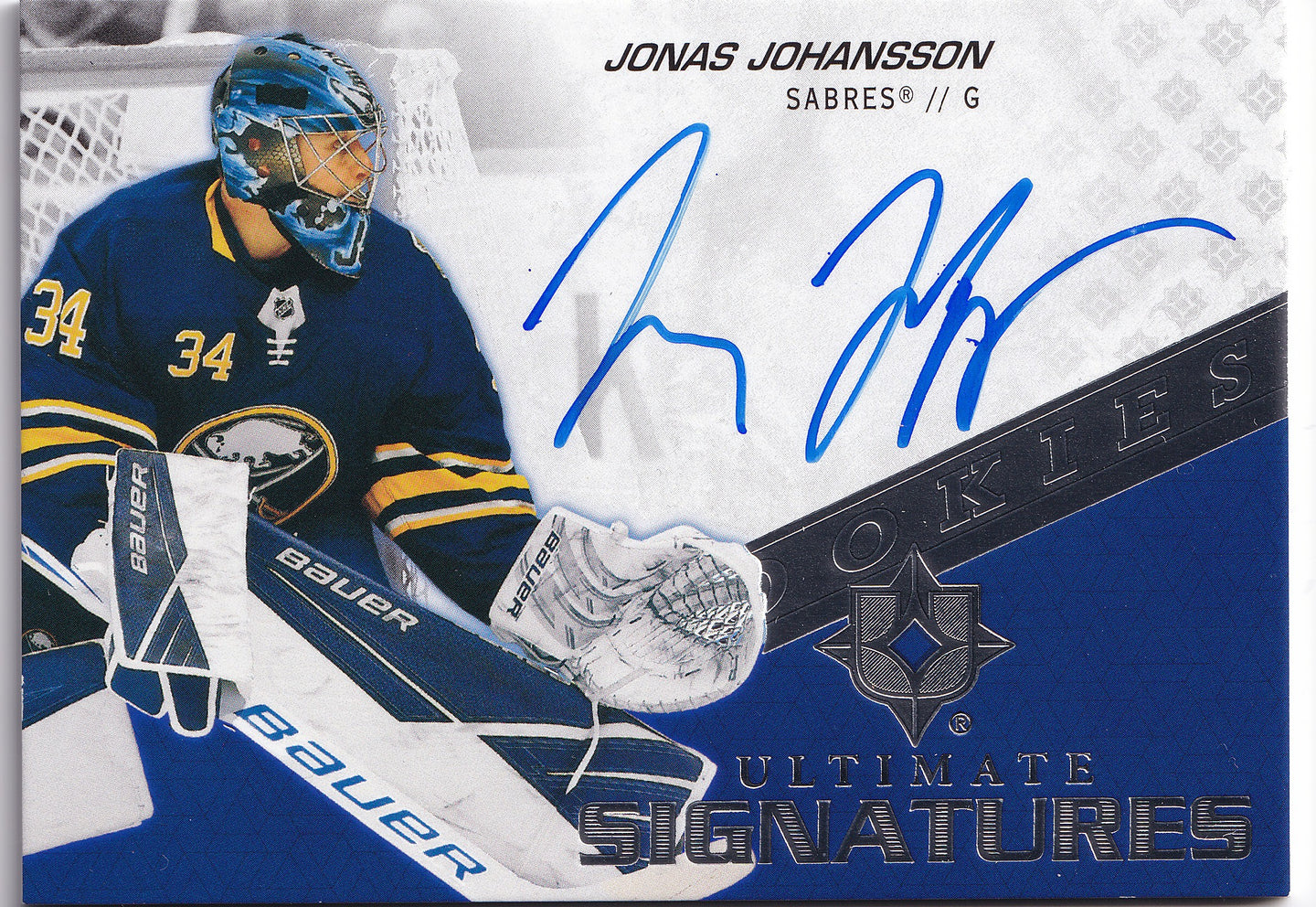 Jonas Johansson 2020-21 Upper Deck Ultimate Collection Ultimate Signatures Rookies #USR-JJ RC Auto