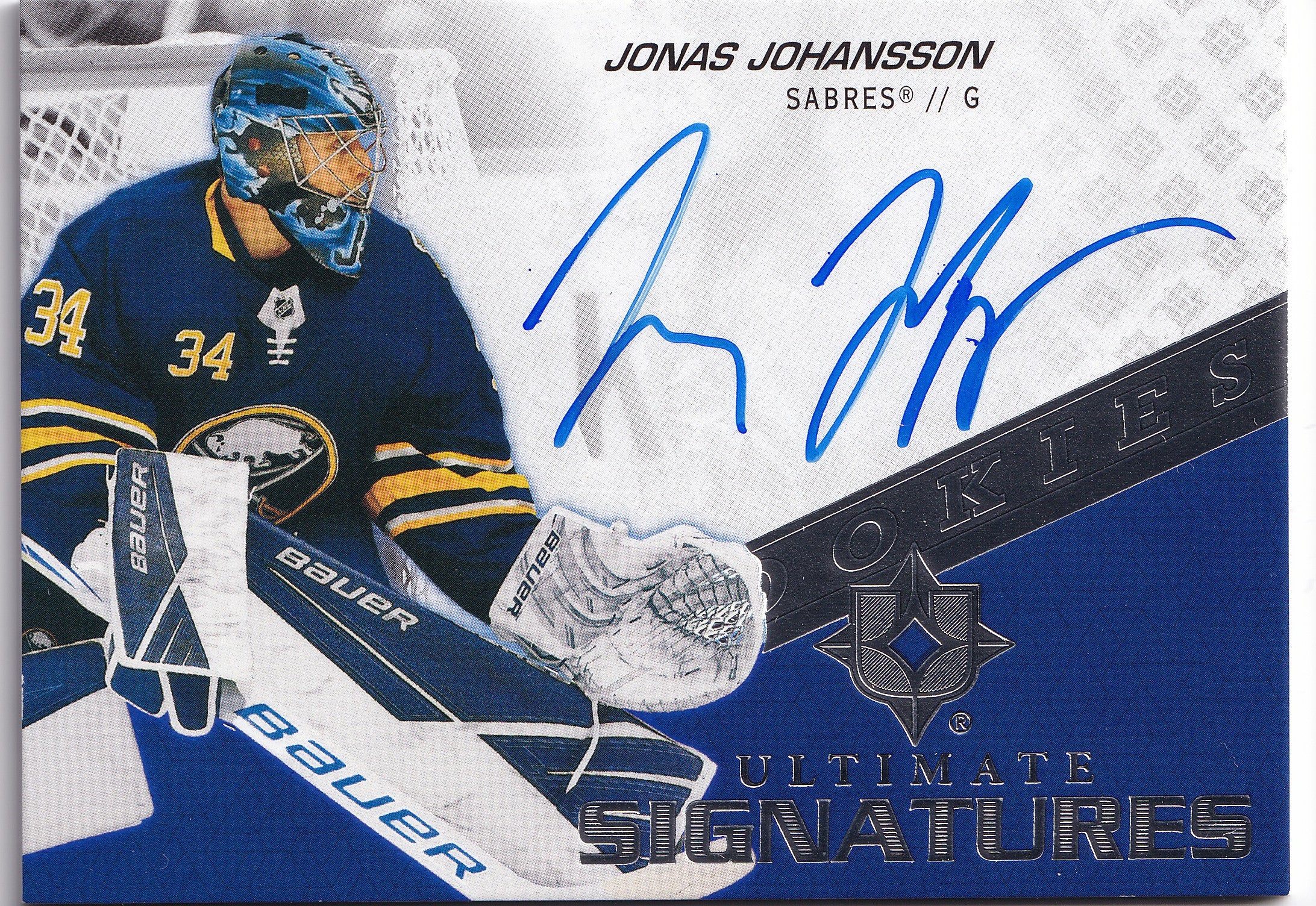 Jonas Johansson 2020-21 Upper Deck Ultimate Collection Ultimate Signatures Rookies #USR-JJ RC Auto