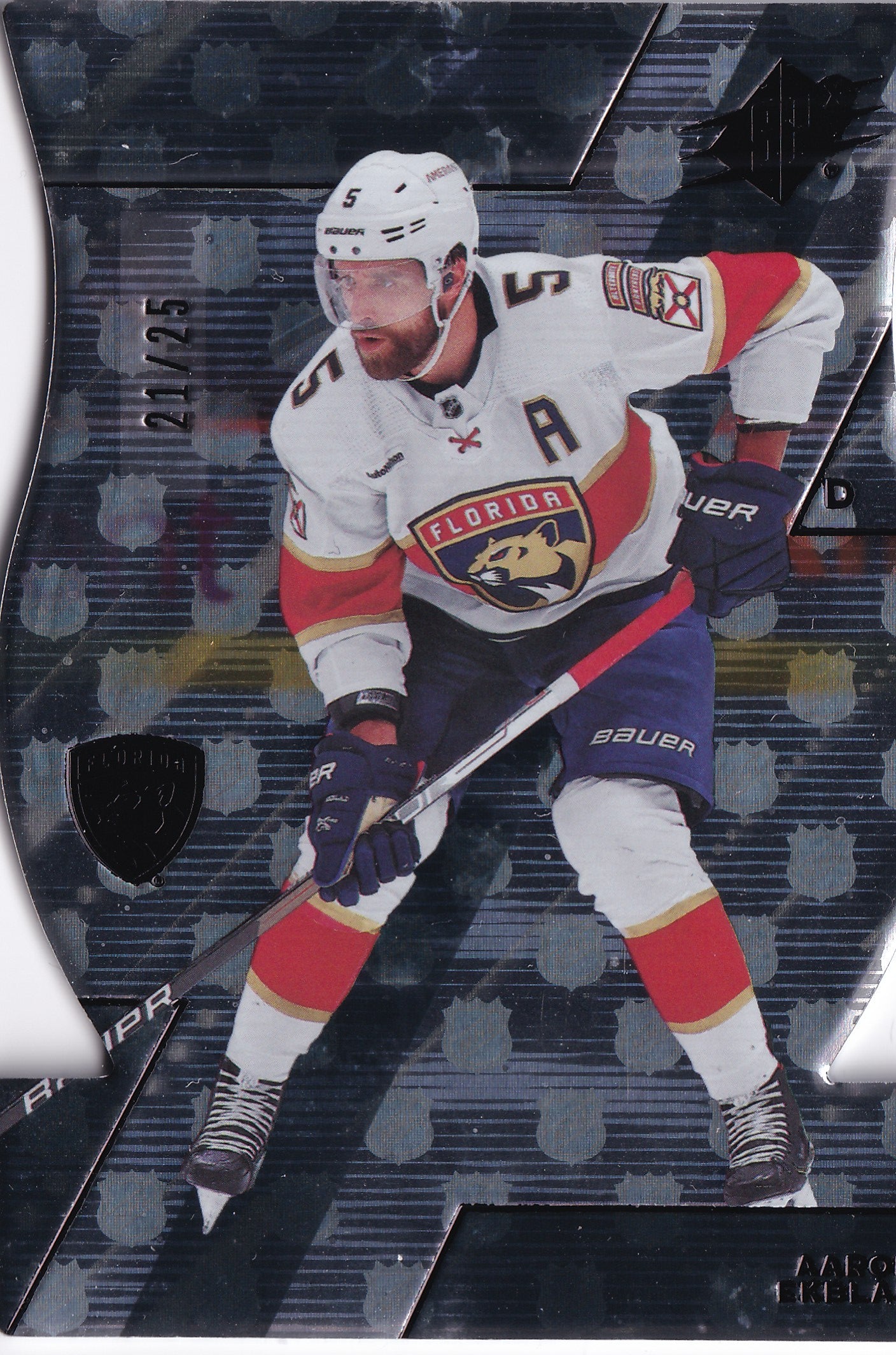 Aaron Ekblad 2023-24 Upper Deck SPx NHL Shield Die-Cut Hologram #87 /25