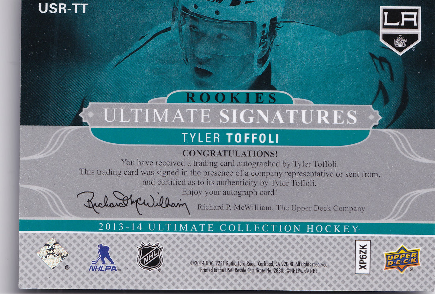 Tyler Toffoli 2013–14 Ultimate Collection Ultimate Signature Rookies Auto #USR-TT
