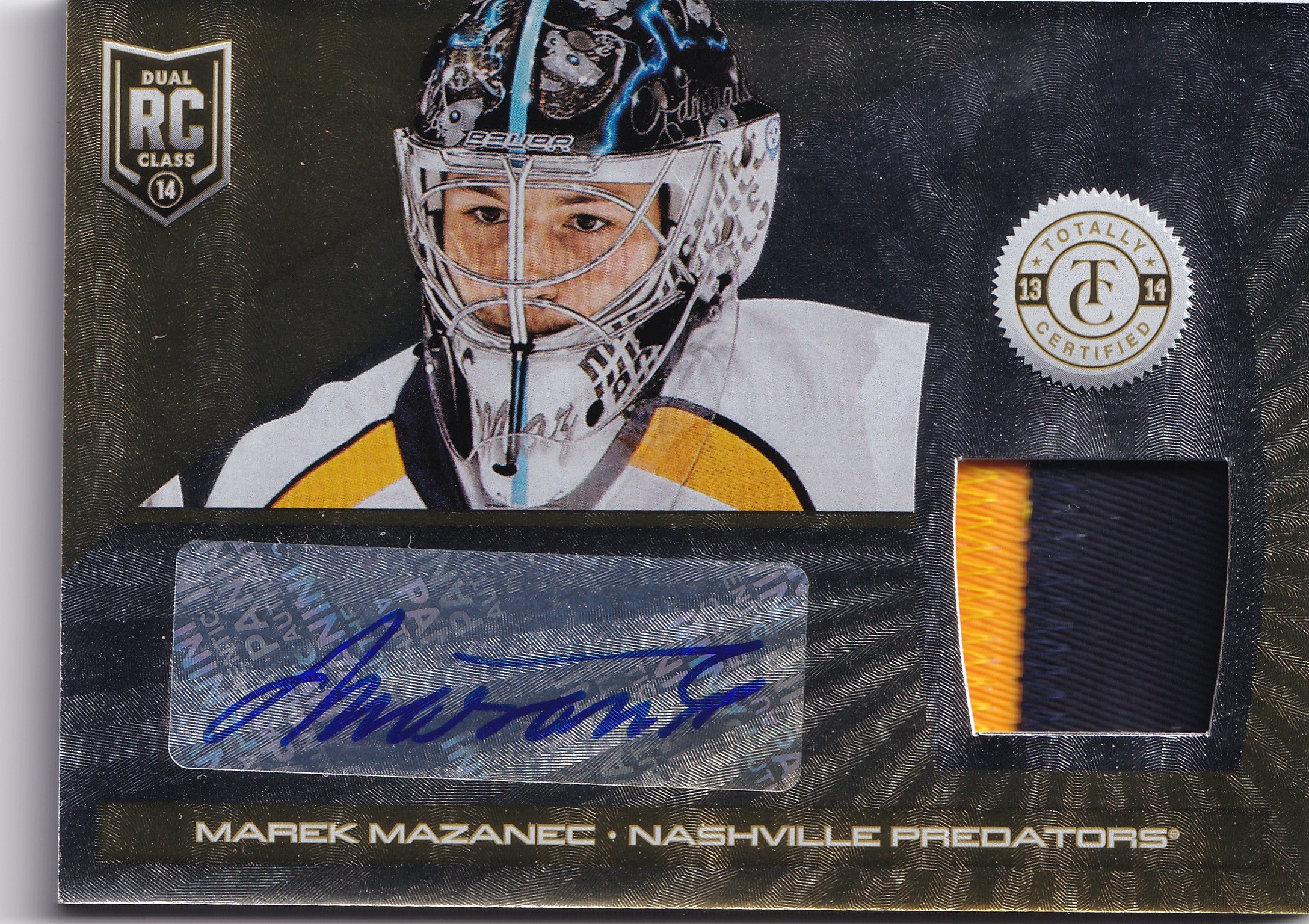 Marek Mazanec 2013–14 Totally Certified Rookie Autograph Platinum Gold Patch /10 #227 – 02/10