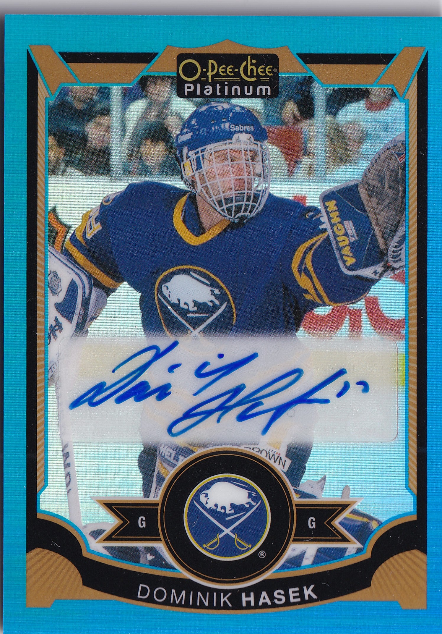 2015–16 O-Pee-Chee Platinum Dominik Hašek Blue Rainbow Autographs #HA – Buffalo Sabres