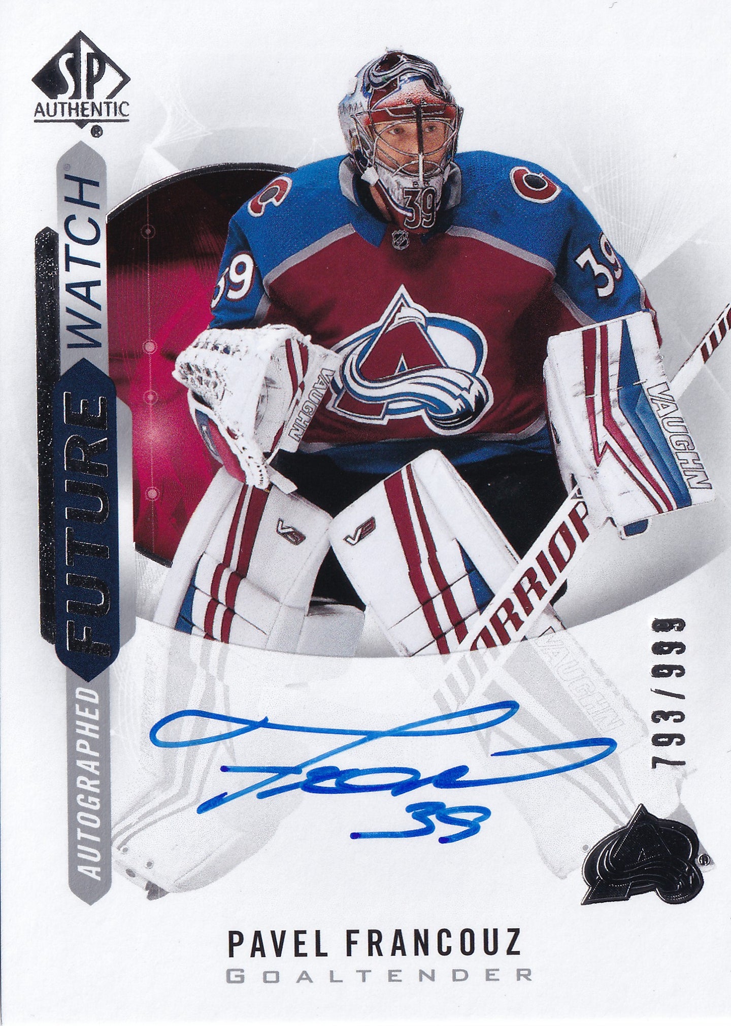 Pavel Francouz 2020–21 SP Authentic Future Watch Autograph Rookie /999 #158 – 793/999
