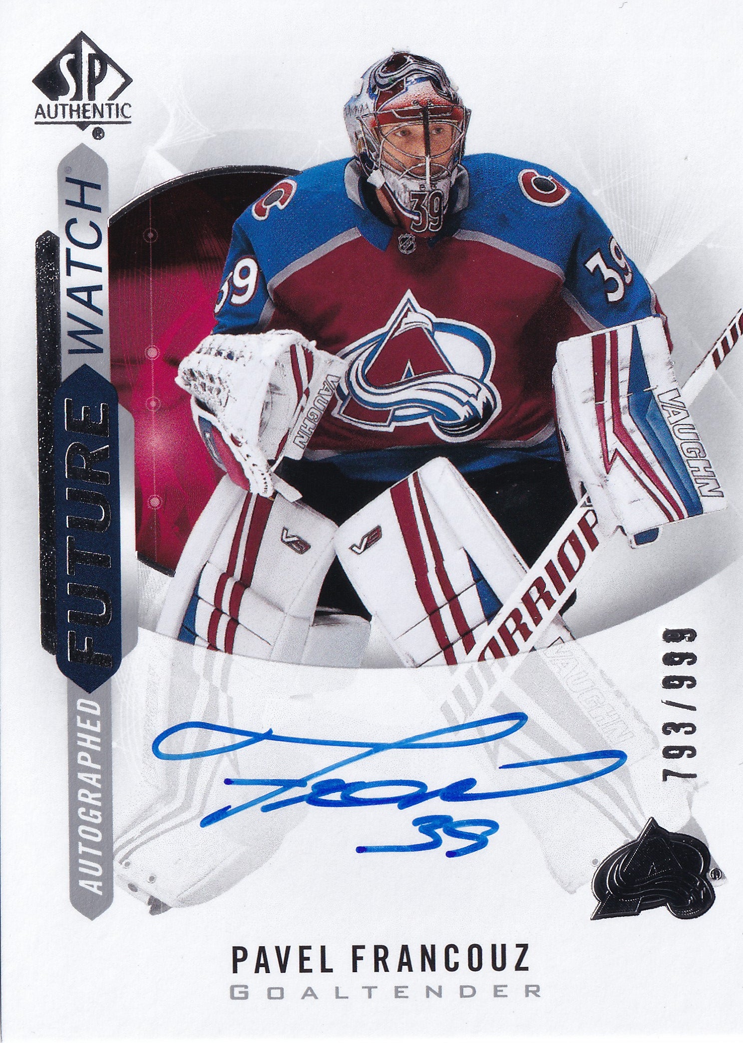Pavel Francouz 2020–21 SP Authentic Future Watch Autograph Rookie /999 #158 – 793/999
