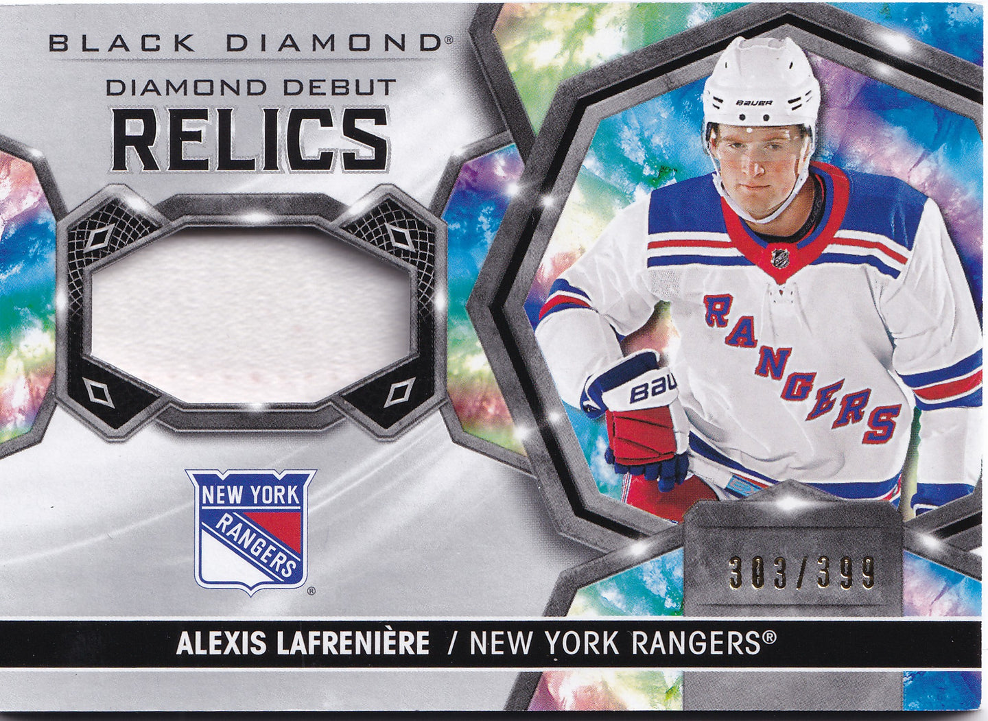 Alexis Lafrenière 2020–21 Black Diamond Diamond Debut Relics Rookie Jersey /399 #DD-AL – 303/399