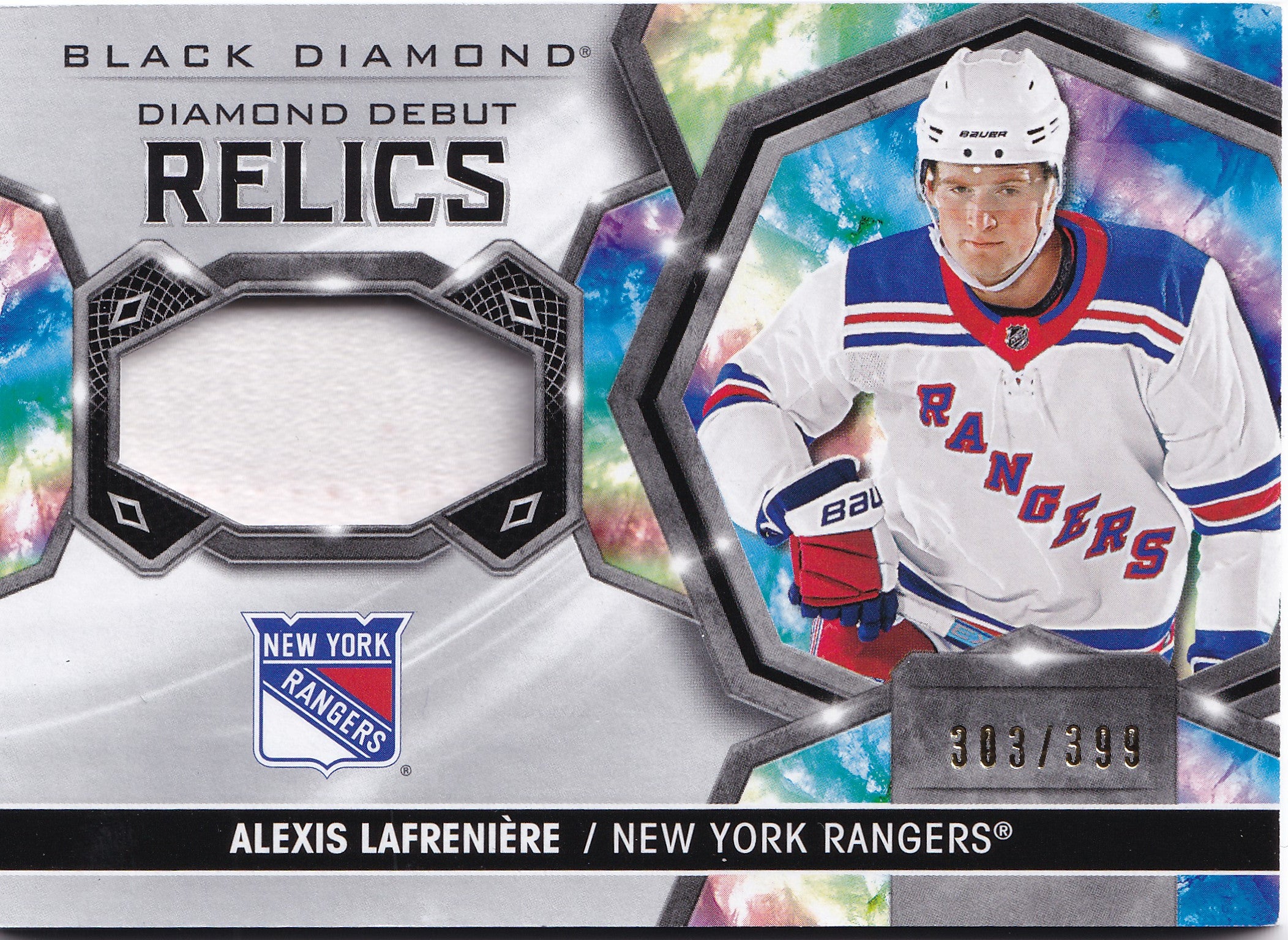 Alexis Lafrenière 2020–21 Black Diamond Diamond Debut Relics Rookie Jersey /399 #DD-AL – 303/399