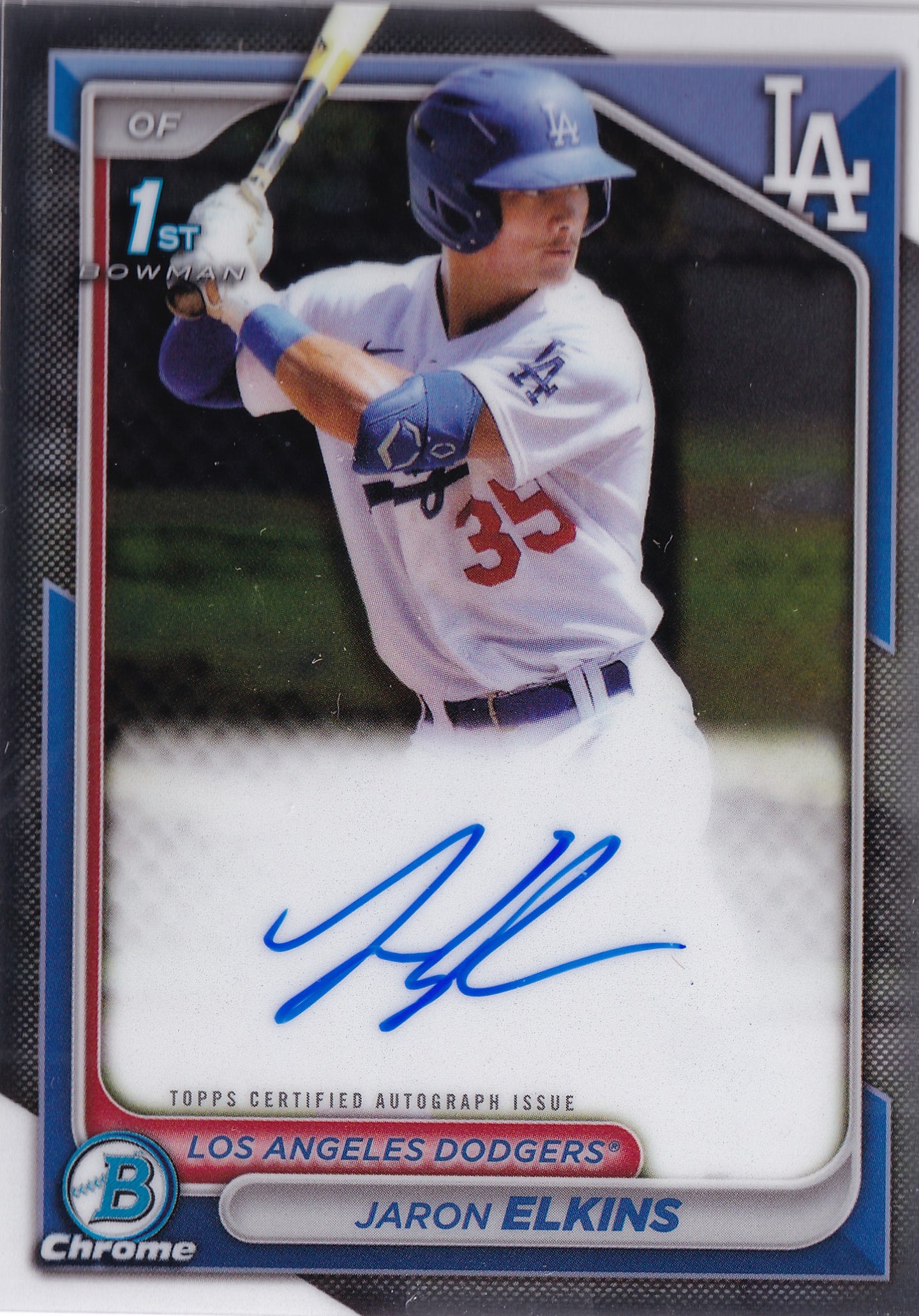 Jaron Elkins 2024 Bowman Chrome 1st Bowman Prospect Autograph #CPA-JE