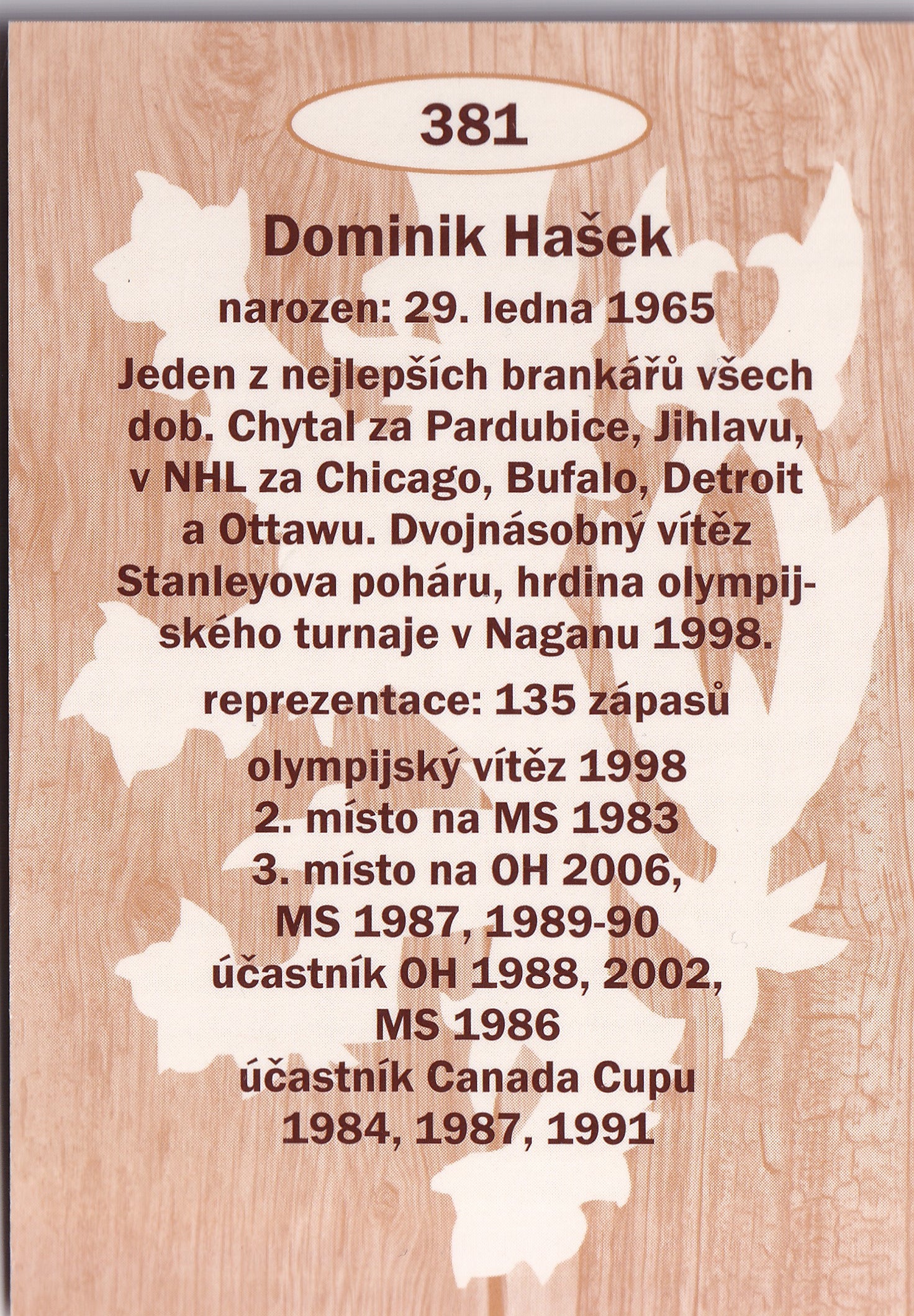 Dominik Hašek – Legendy #381