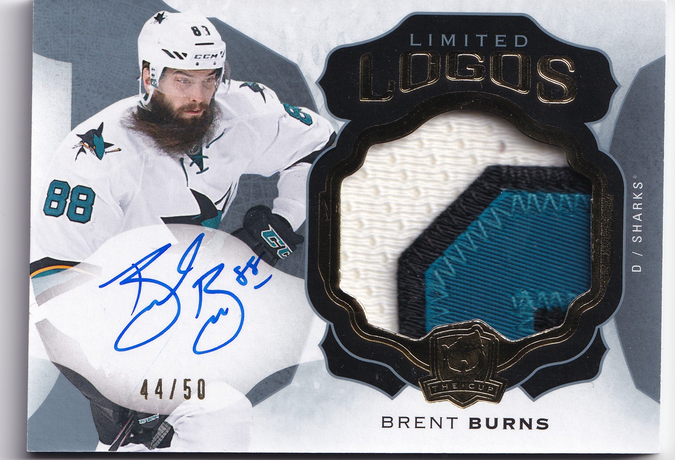 2016–17 The Cup Limited Logos Brent Burns Patch Auto /50 #LL-BB