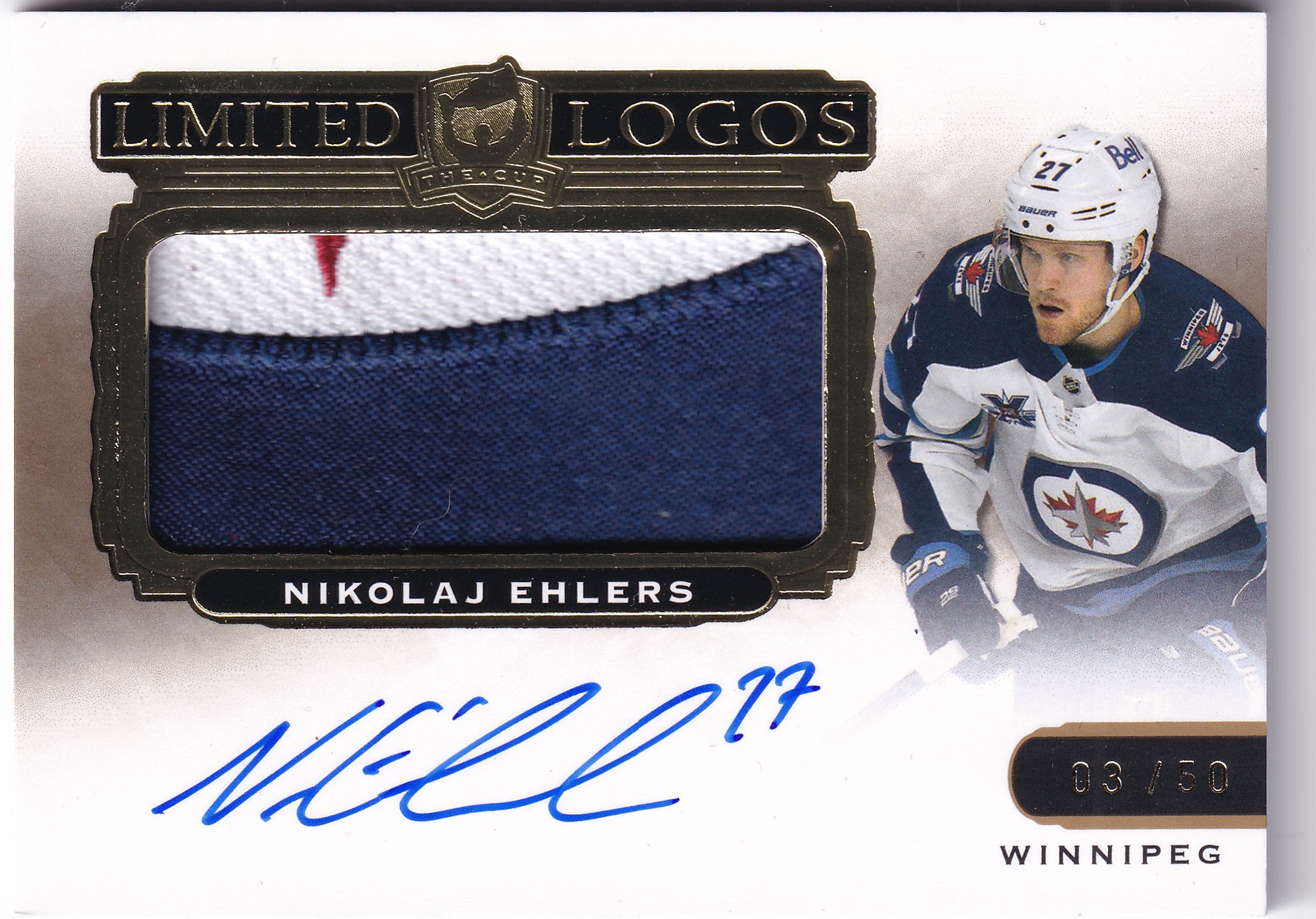 2020–21 The Cup Limited Logos Nikolaj Ehlers Patch Auto /50 #LL-NE