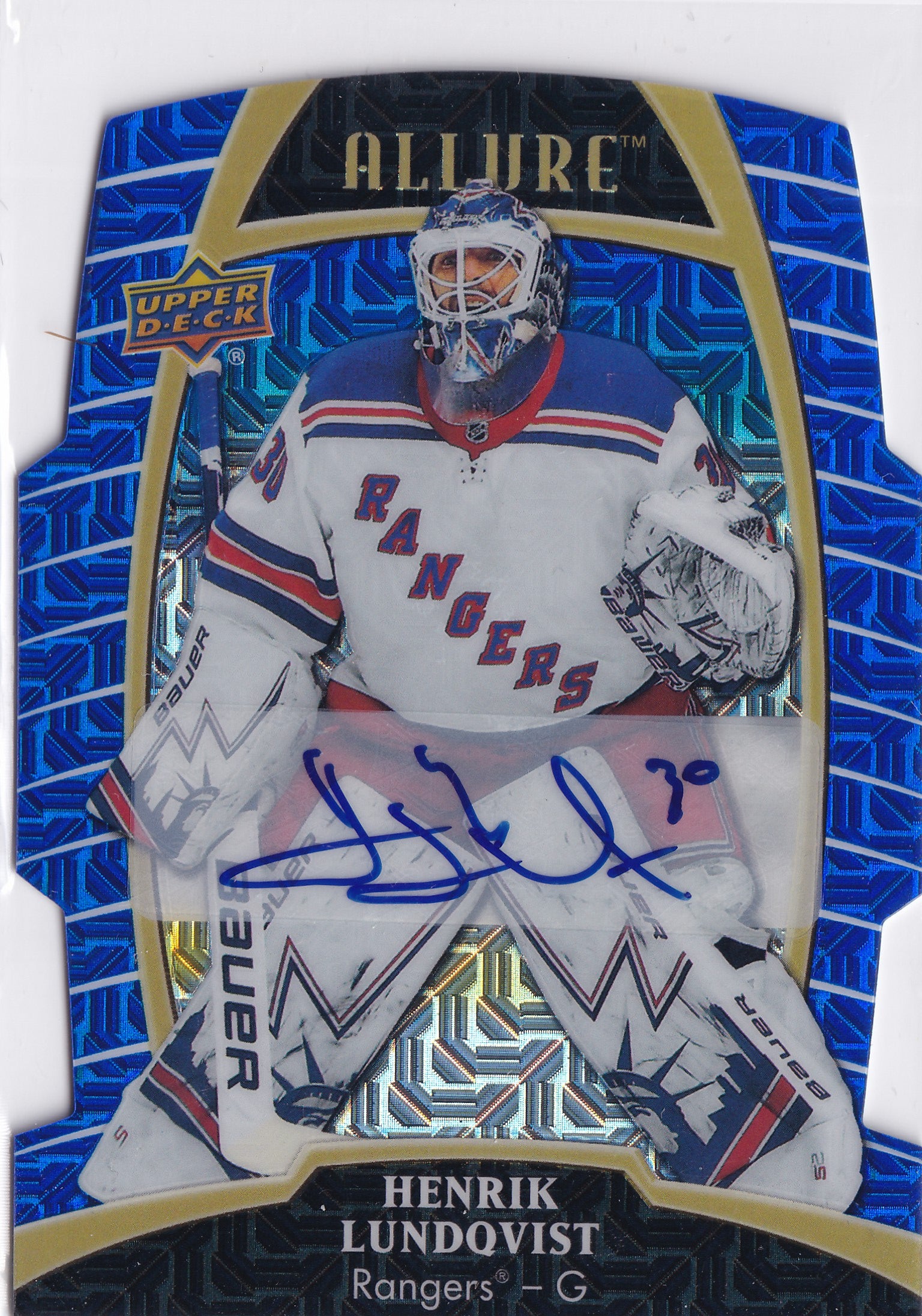 Henrik Lundqvist 2019–20 Upper Deck Allure – Blue Line Autograph #56 /35