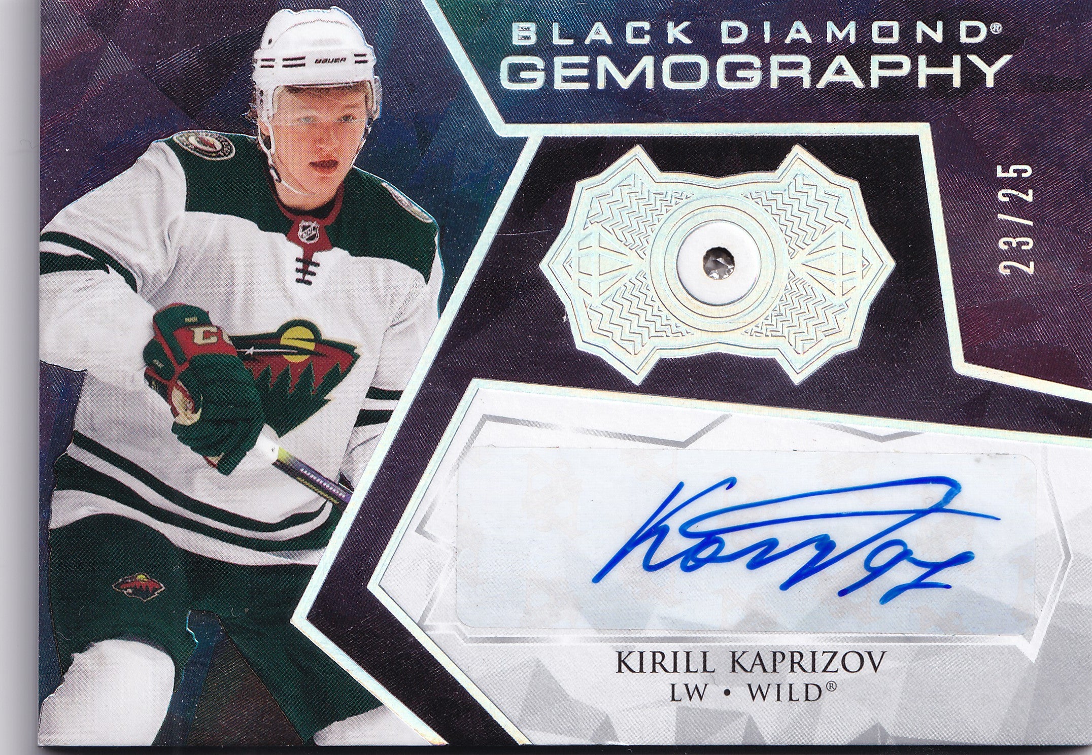 2020–21 Black Diamond Gemography Kirill Kaprizov Rookie Auto /25 #G-KK