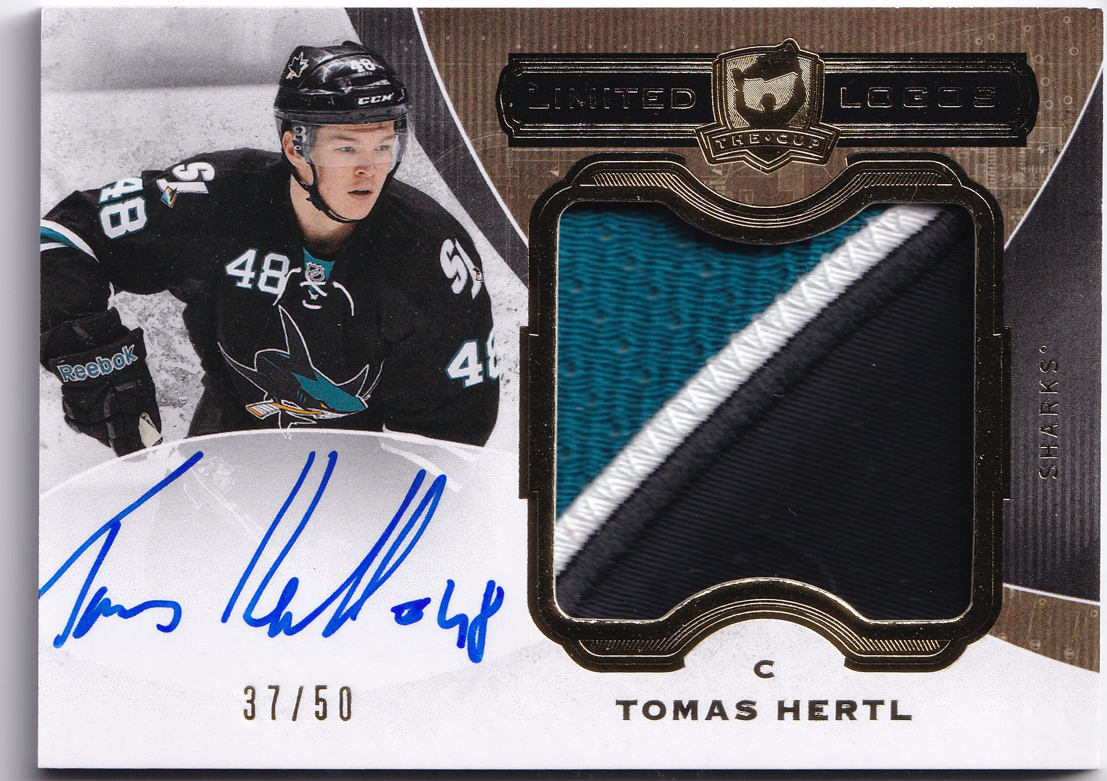2014–15 The Cup Limited Logos Tomáš Hertl Patch Auto /50 #LL-TH