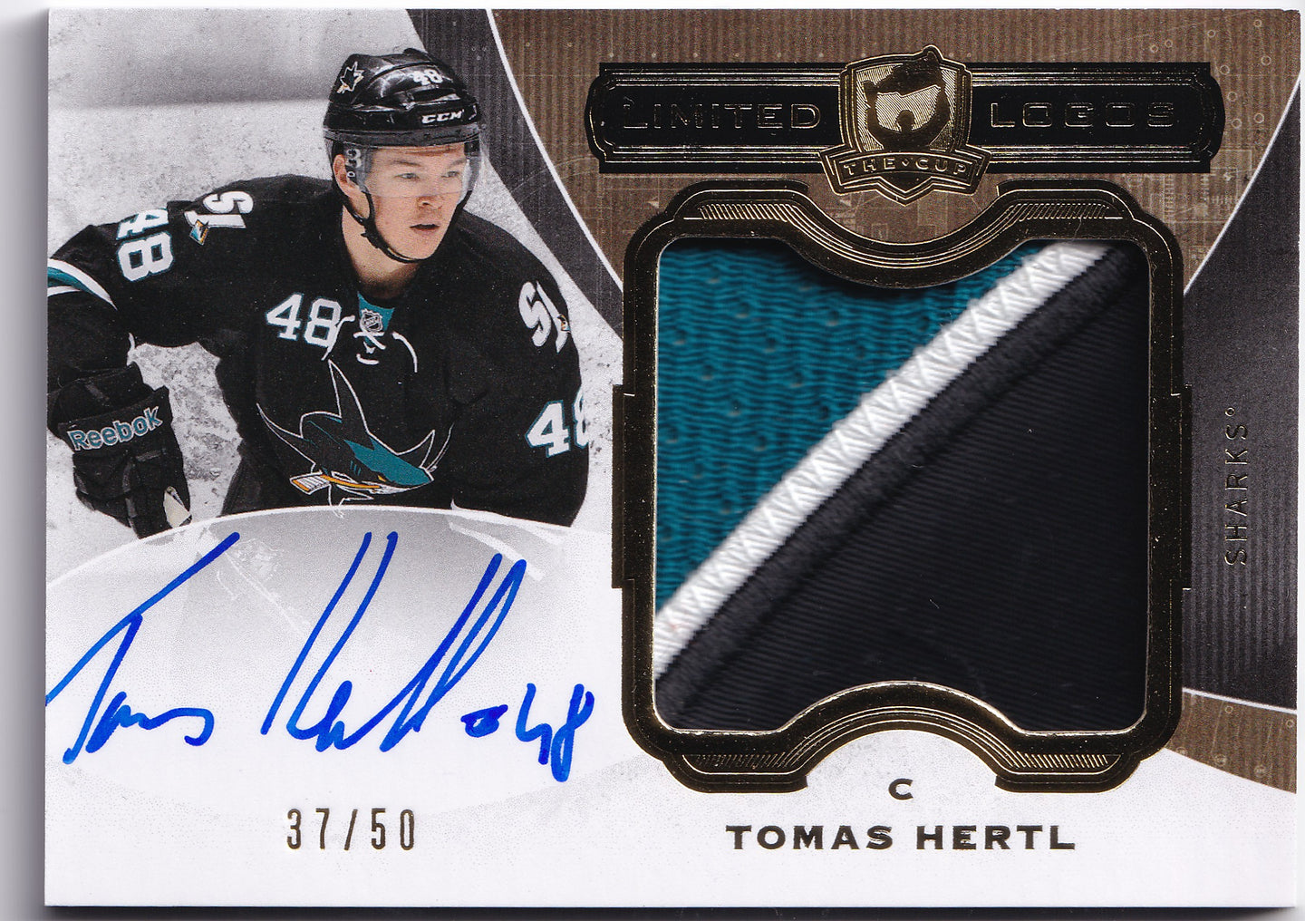 2014–15 The Cup Limited Logos Tomáš Hertl Patch Auto /50 #LL-TH
