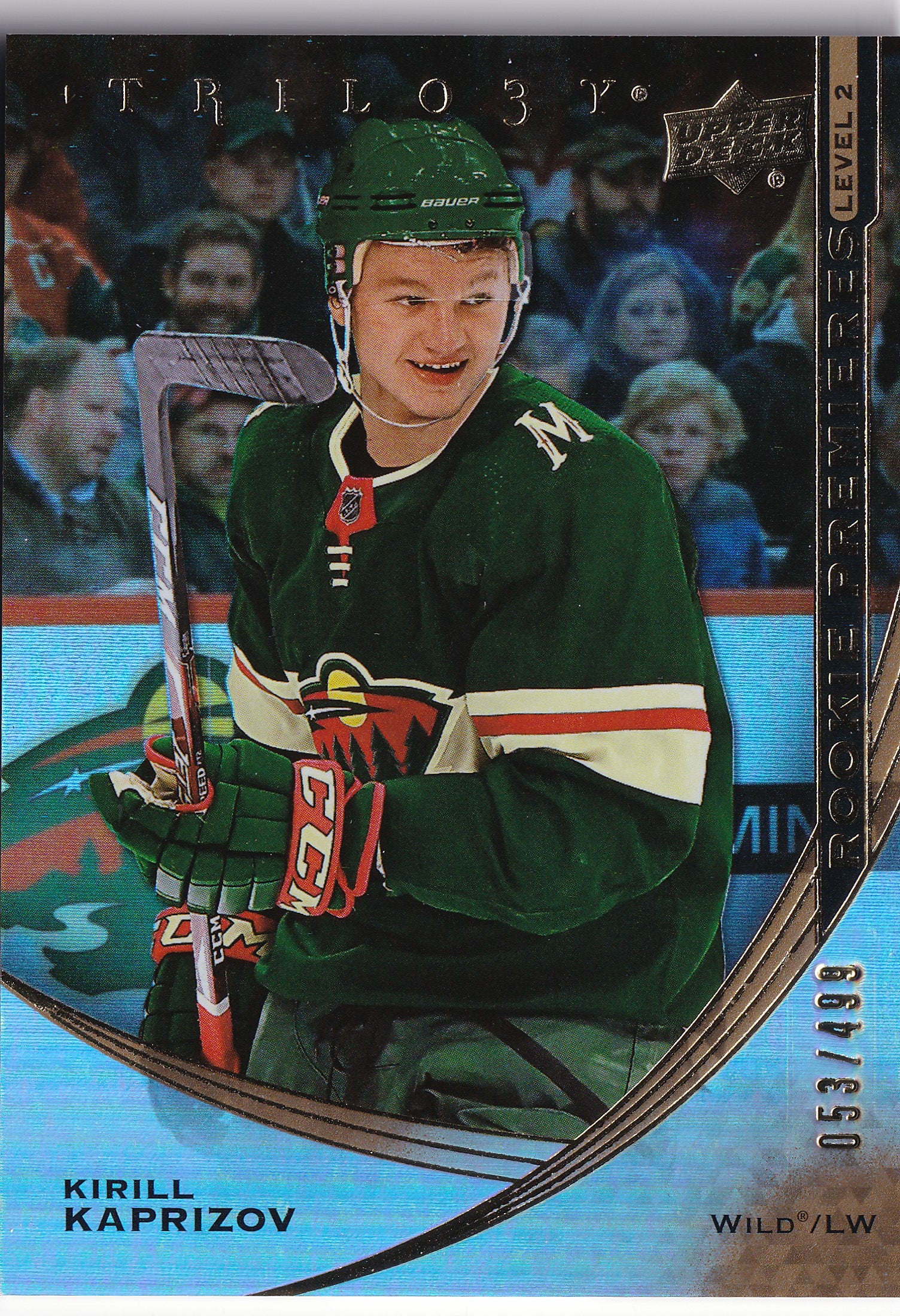 2020–21 Upper Deck Trilogy Kirill Kaprizov Rookie Premieres Level 2 #KK /499