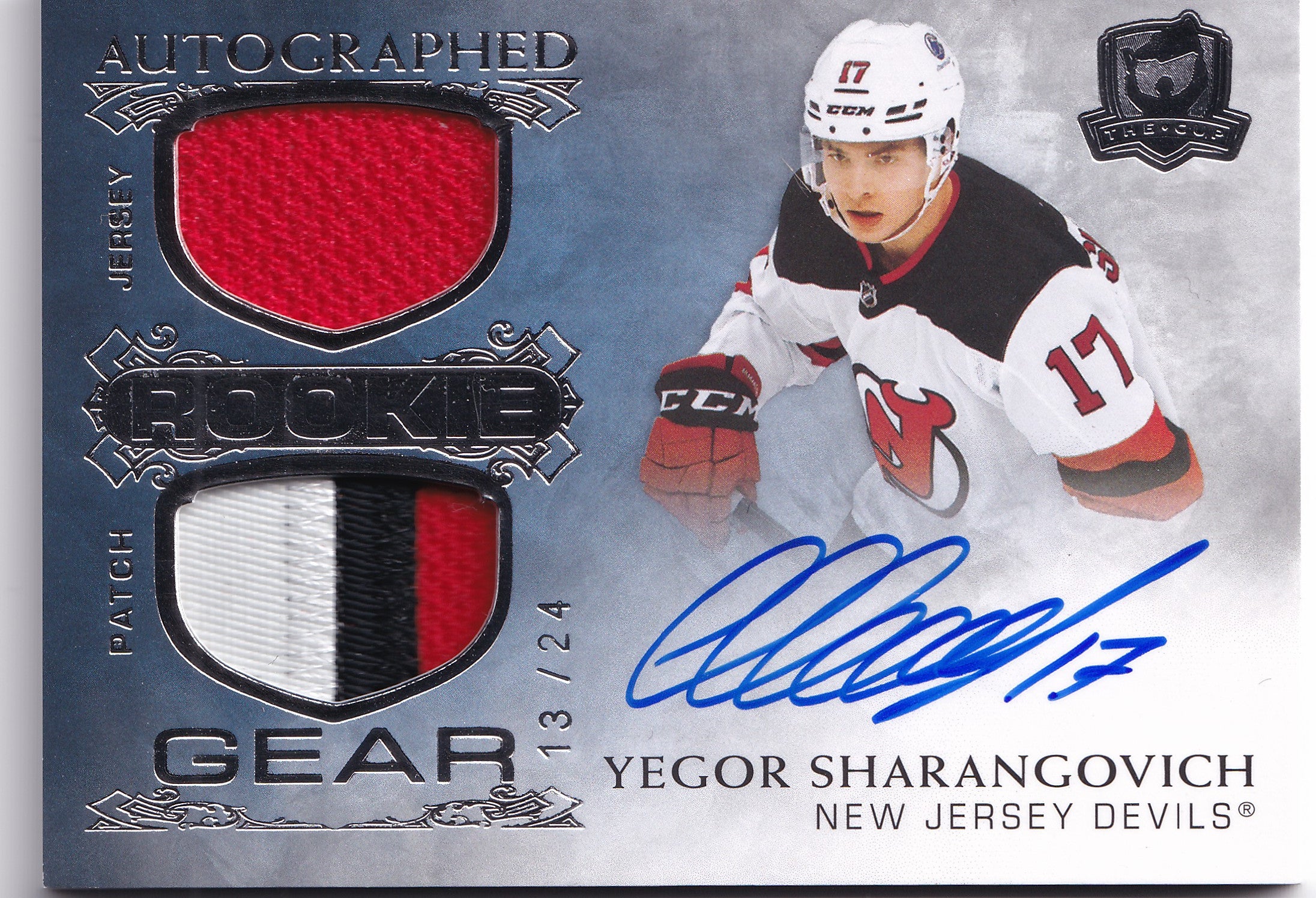 2020–21 The Cup Yegor Sharangovich Autographed Rookie Gear Auto Patch /24 #ARG-YS