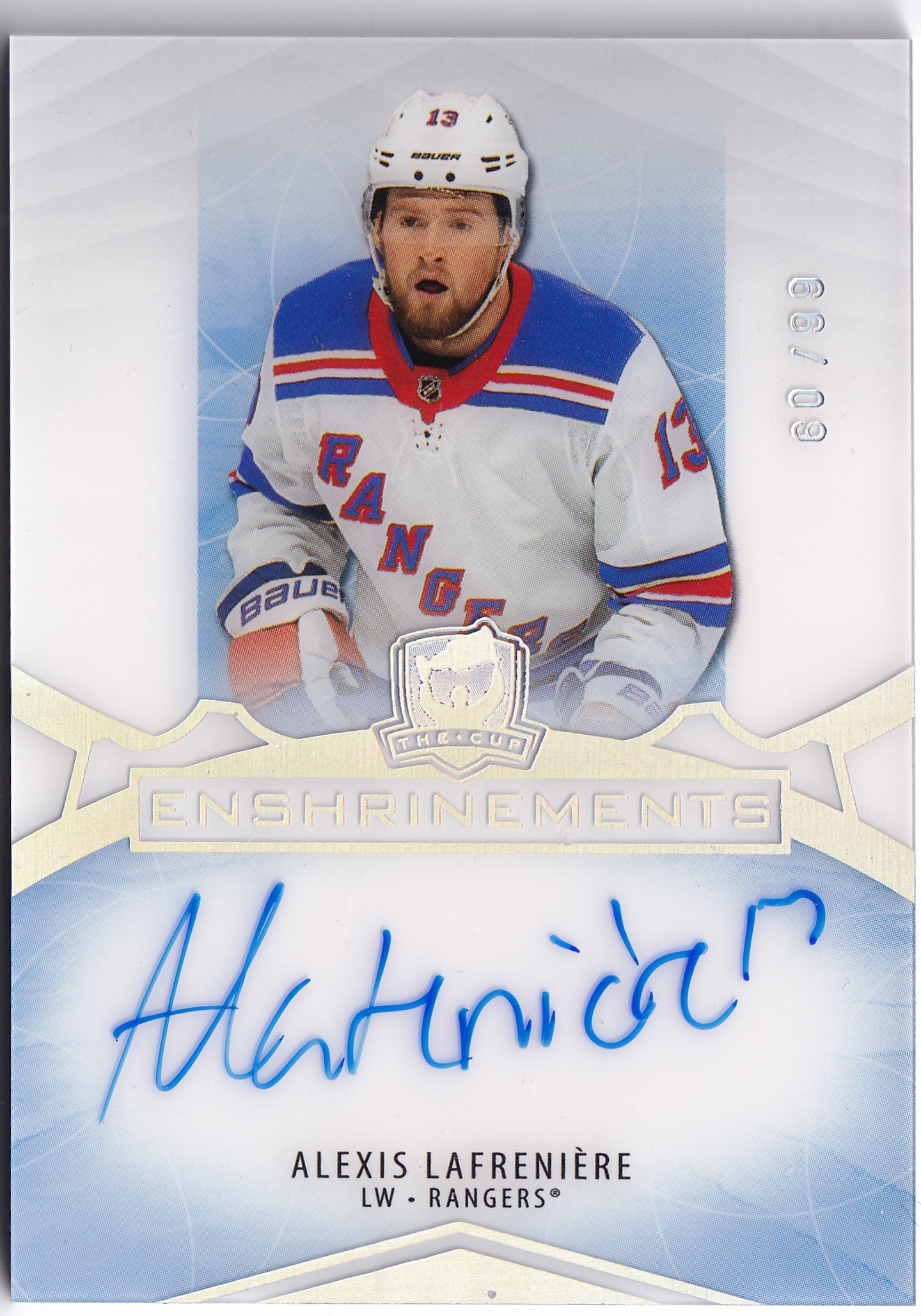 2020–21 The Cup Enshrinements Alexis Lafrenière Rookie Auto /99 #E-AL