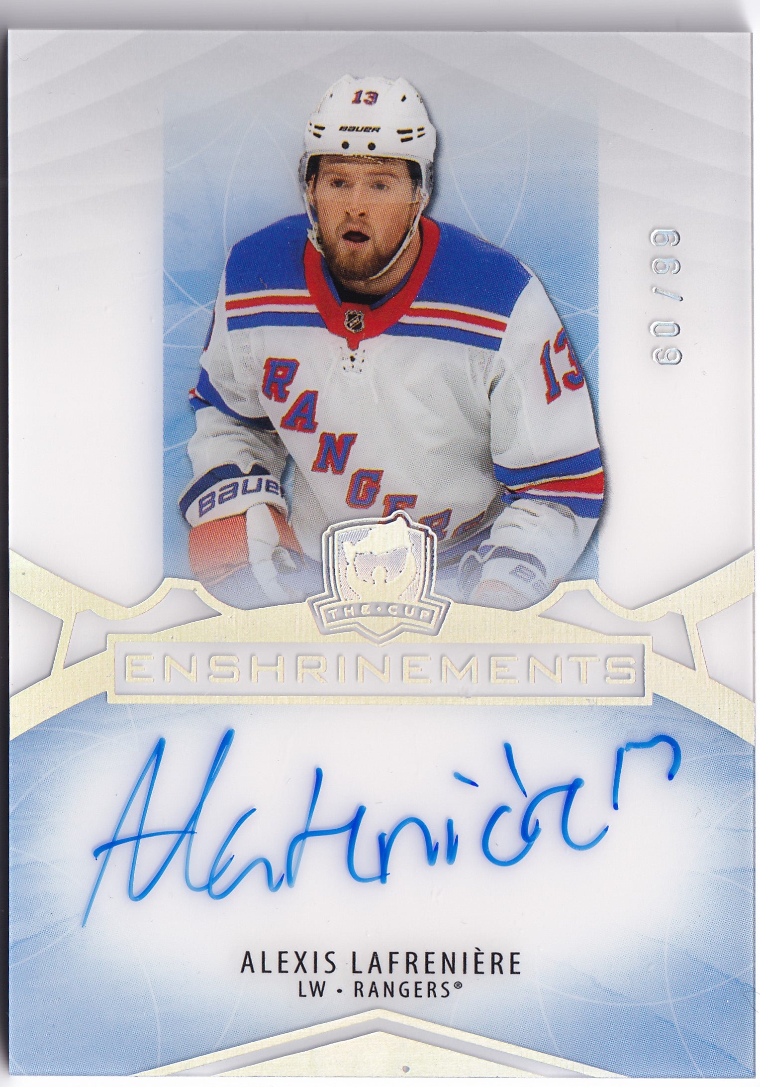 2020–21 The Cup Enshrinements Alexis Lafrenière Rookie Auto /99 #E-AL