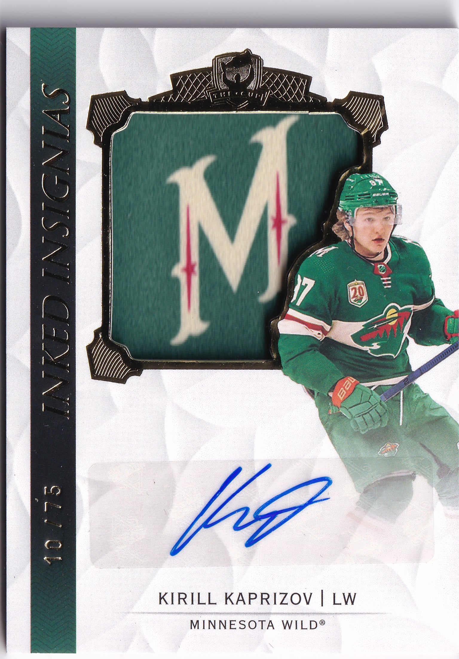 Kirill Kaprizov 2020–21 The Cup Inked Insignias Rookie Auto Patch #II-KK 10/75