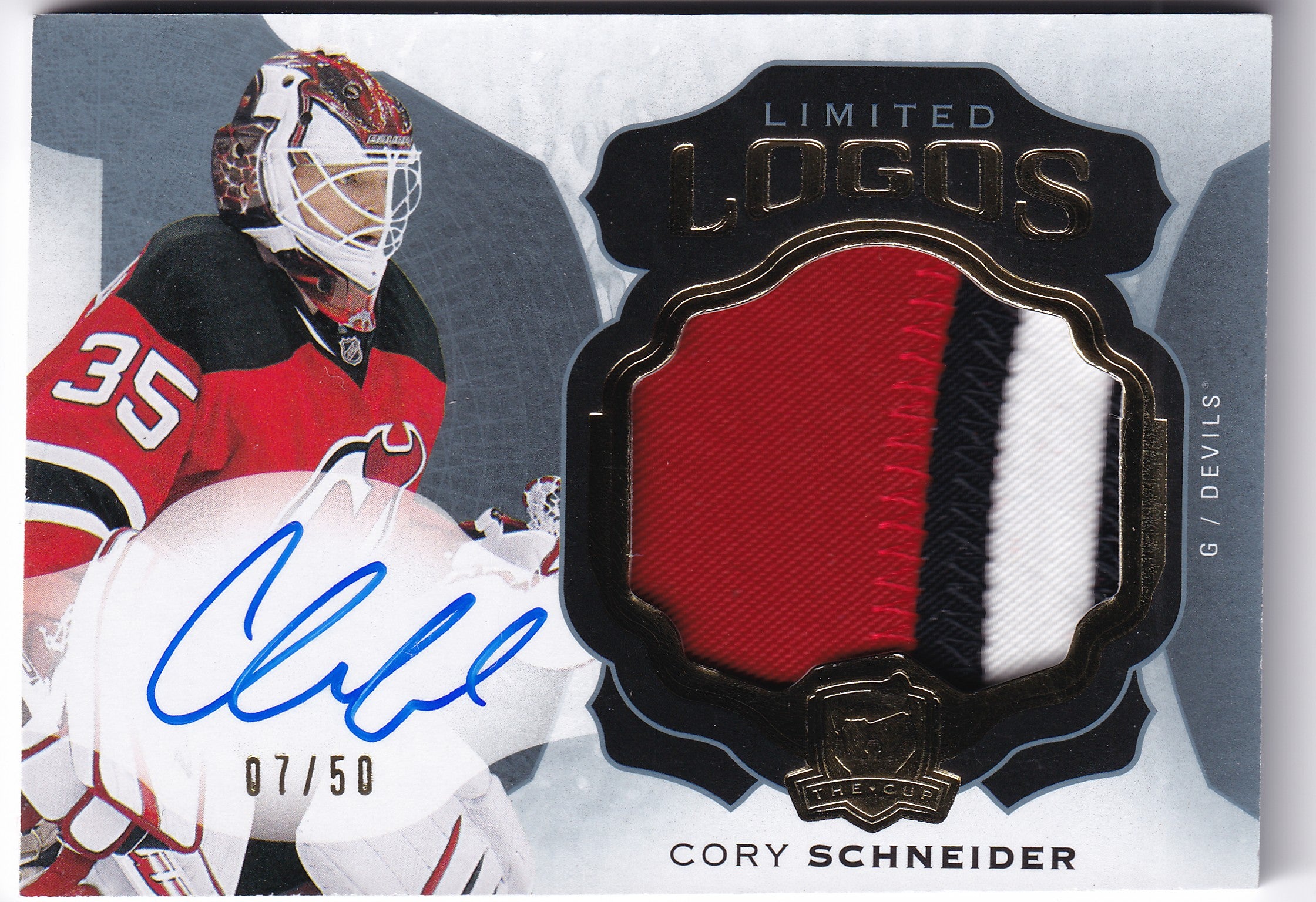 Cory Schneider 2016–17 The Cup Limited Logos Patch Auto /50 #LL-CS