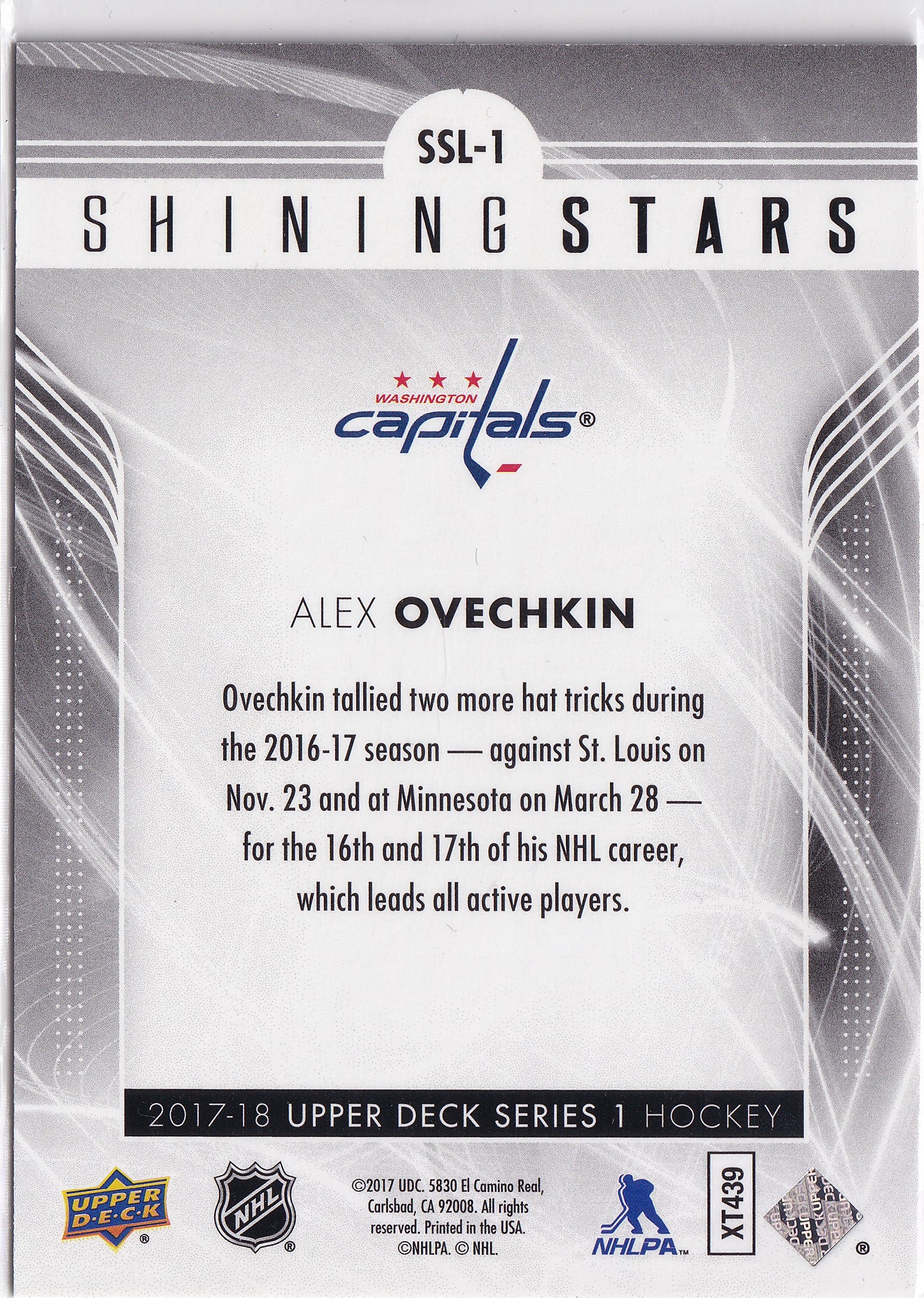 Alex Ovechkin 2017-18 Upper Deck Shining Stars #SSL-1
