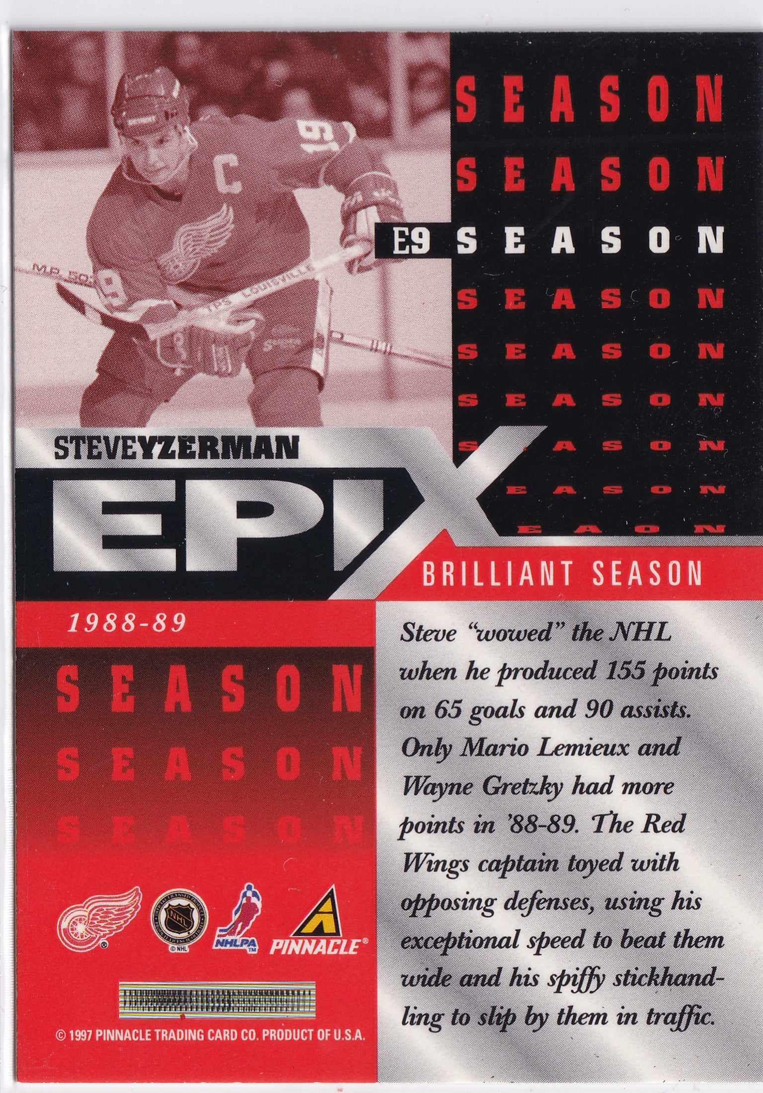 Steve Yzerman 1997–98 Pinnacle Epix Orange Season #E9 – Detroit Red Wings