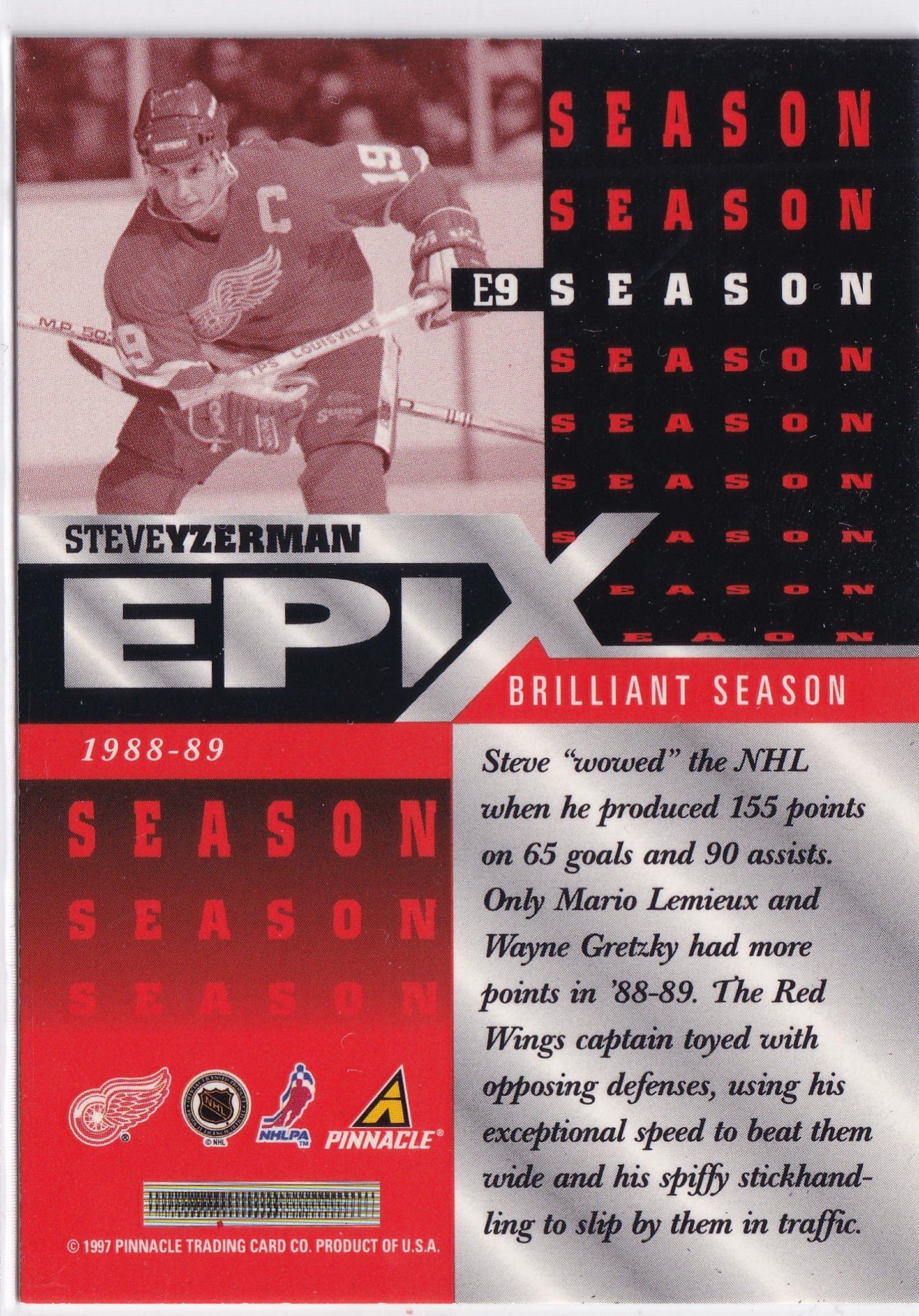 Steve Yzerman 1997–98 Pinnacle Epix Orange Season #E9 – Detroit Red Wings