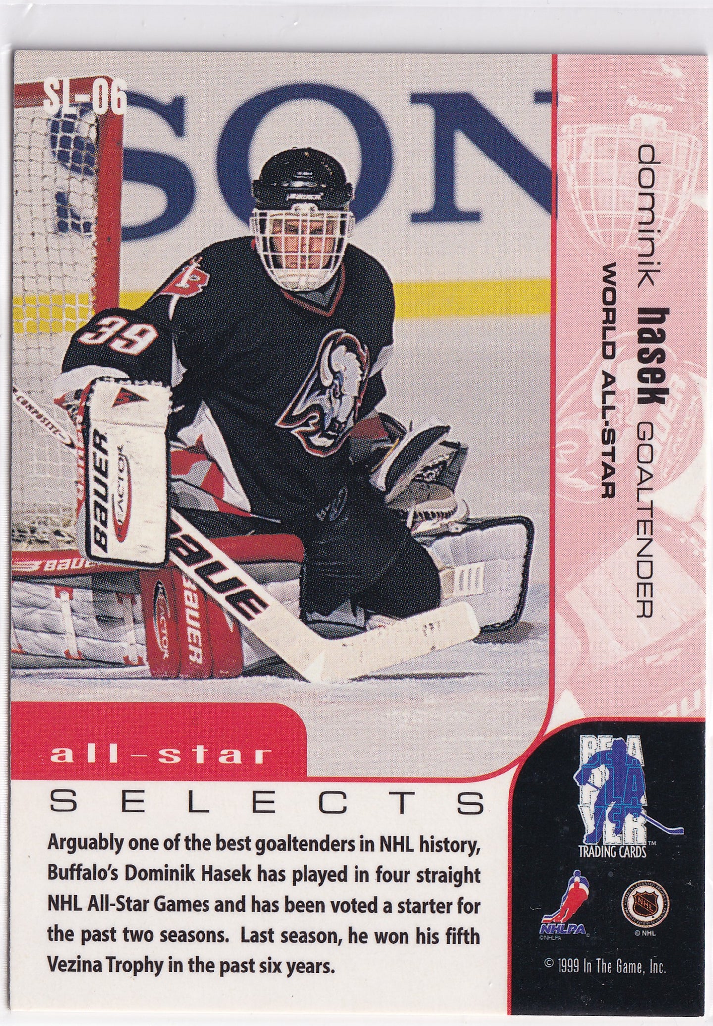 Dominik Hašek 1999-00 Be A Player All-Star Selects #SL-06