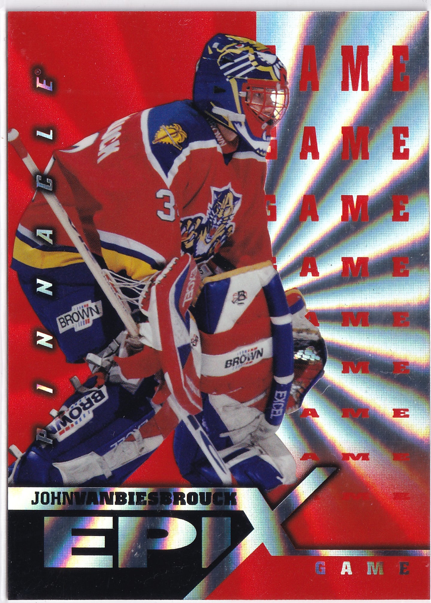 John Vanbiesbrouck 1997–98 Pinnacle Epix Orange Game #E2 – Florida Panthers