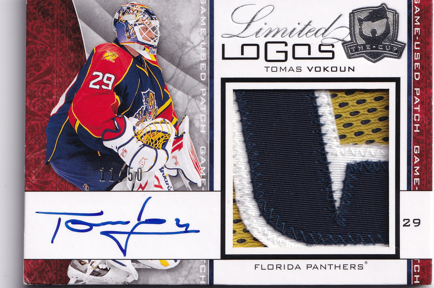 Tomáš Vokoun 2008–09 The Cup Limited Logos Auto Game-Used Patch /50 #LL-VO – 11/50