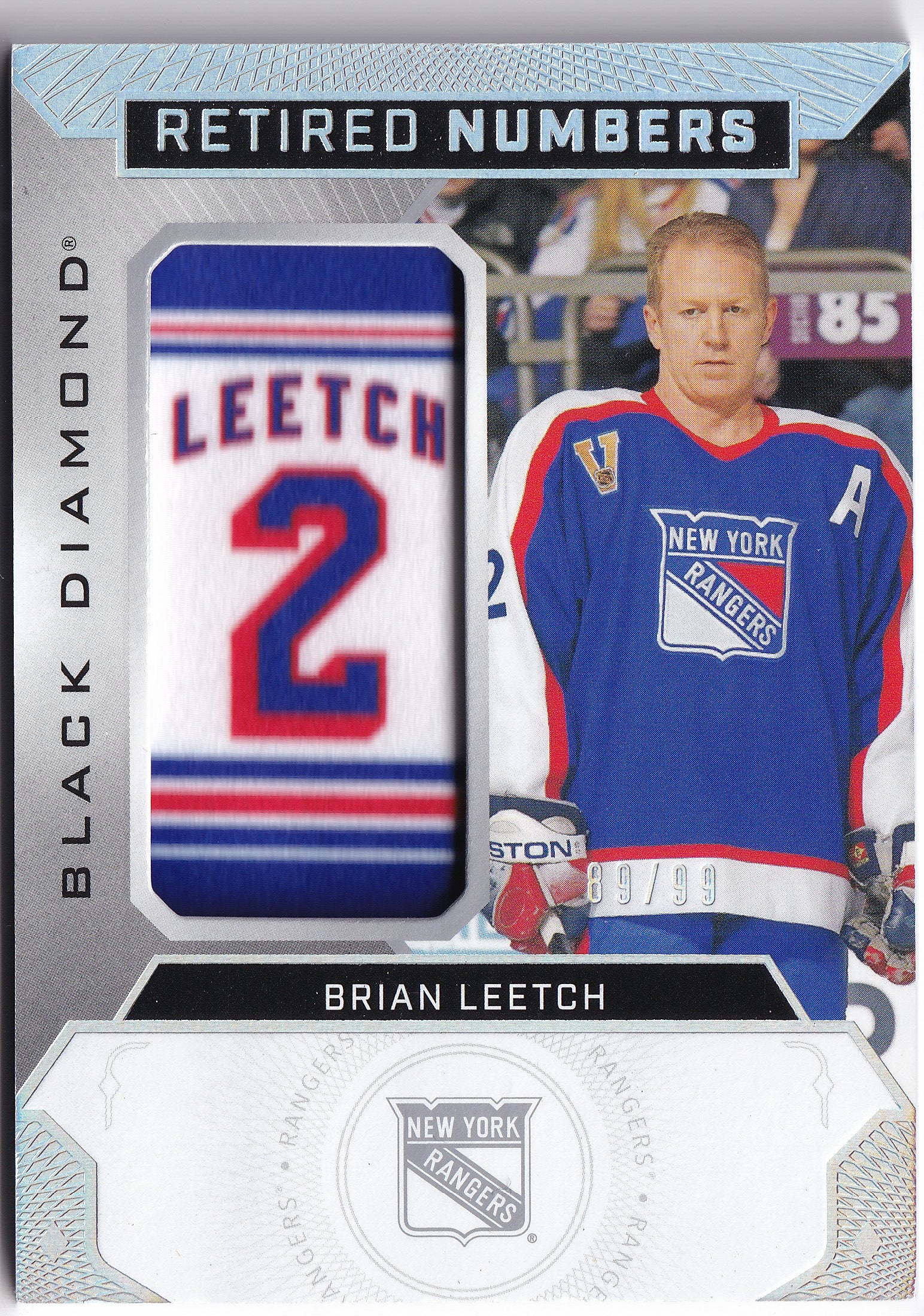 Brian Leetch 2020–21 Upper Deck Black Diamond Retired Numbers Patch /99 #RN-BL – 89/99