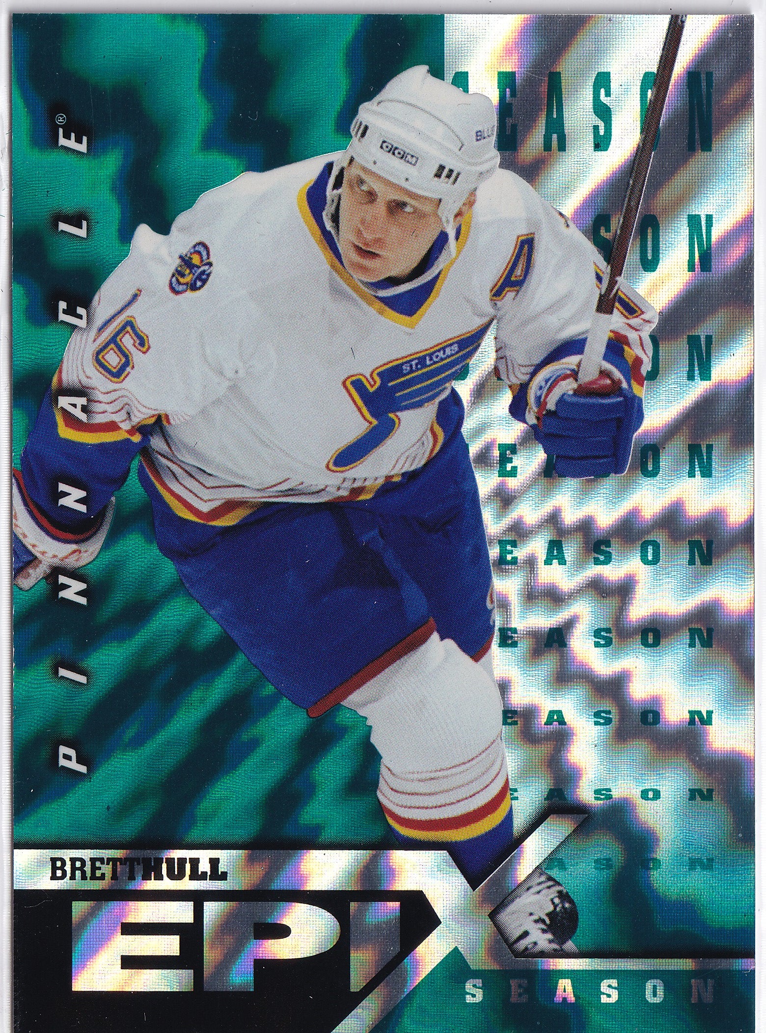Brett Hull 1997–98 Pinnacle Epix Season Emerald #E18 – St. Louis Blues