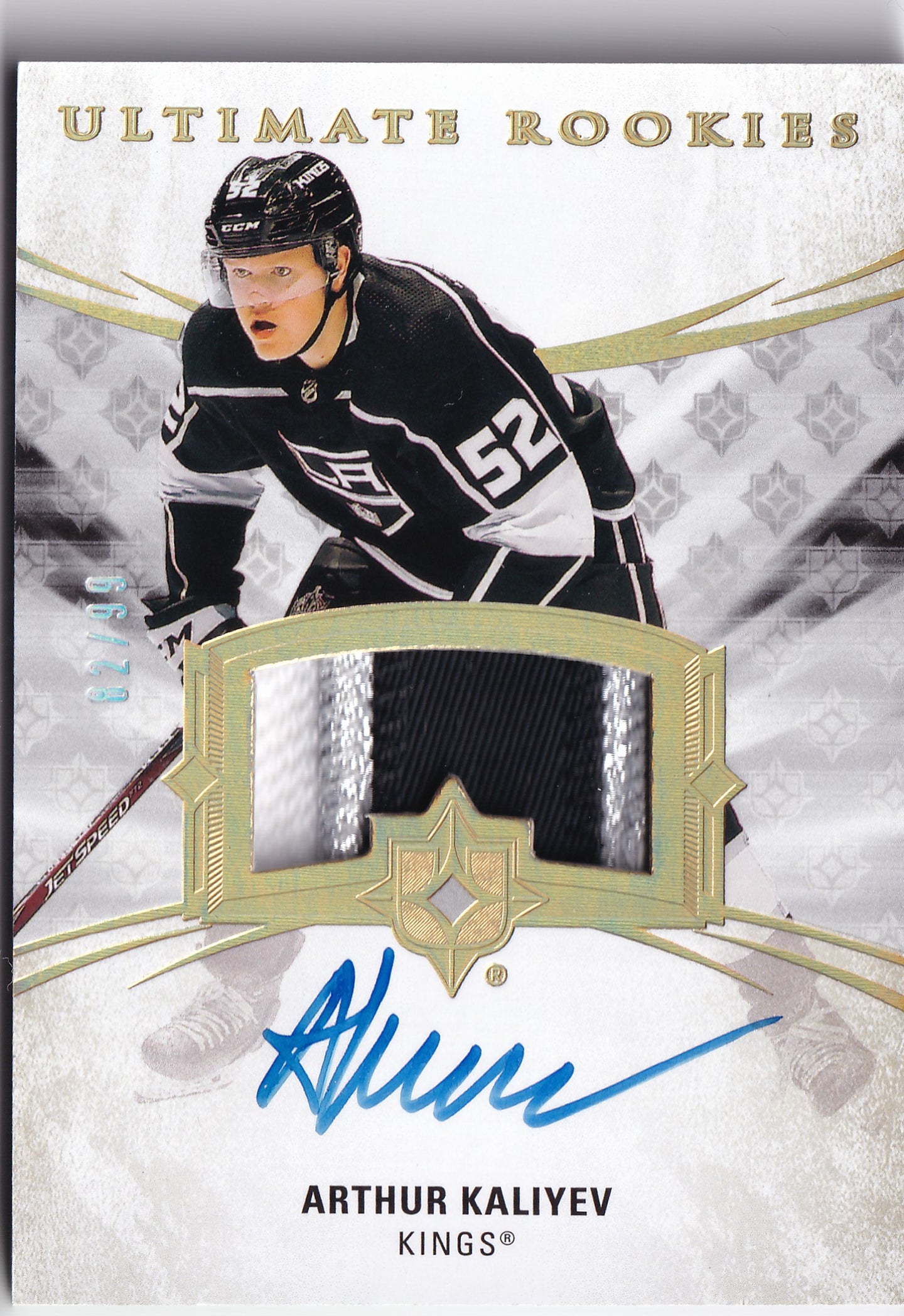 Arthur Kaliyev 2020–21 Ultimate Collection Ultimate Rookies Auto Patch /99 #126 – 92/99