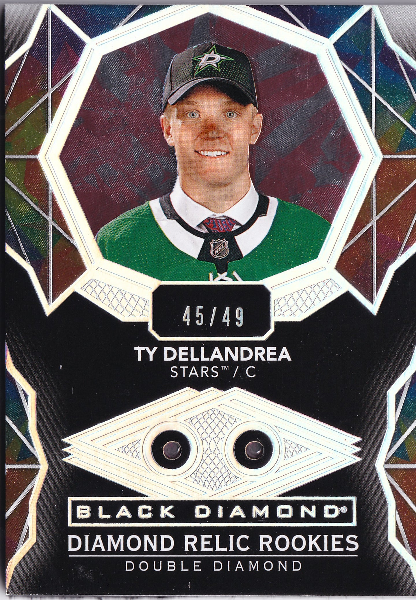 Ty Dellandrea 2020–21 Black Diamond Diamond Relic Rookies Double Diamond Ruby /49 #BDR-TD – 45/49